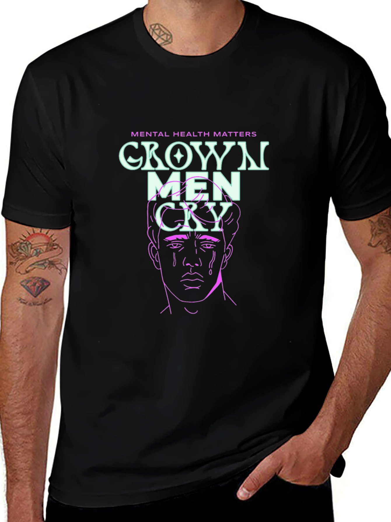 Crown Men Cry T-Shirt - Mental Health Awareness