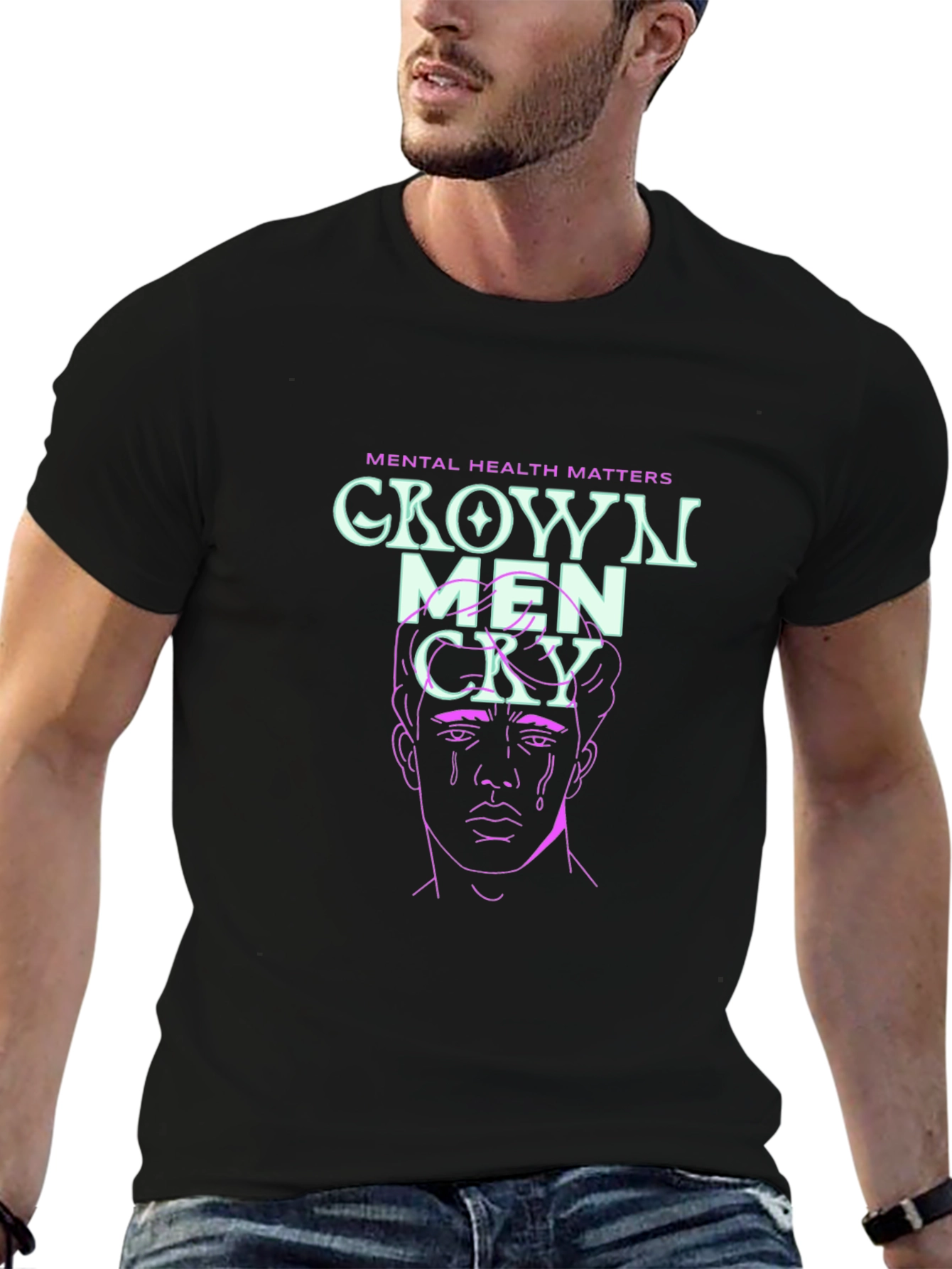 Crown Men Cry T-Shirt - Mental Health Awareness