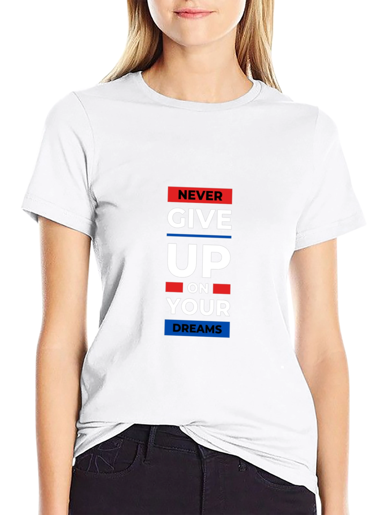Never Give Up Graphic T-Shirt - Black