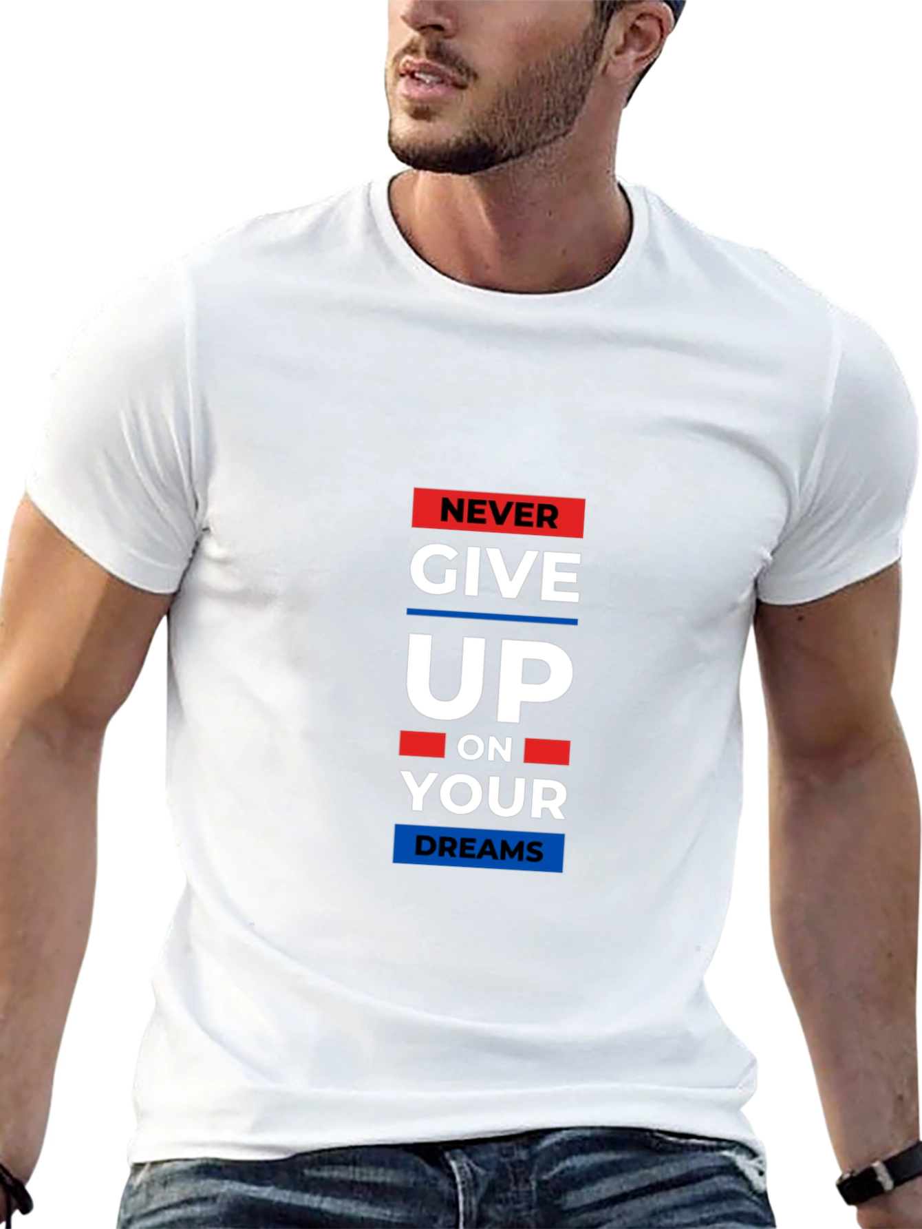 Never Give Up Graphic T-Shirt - Black