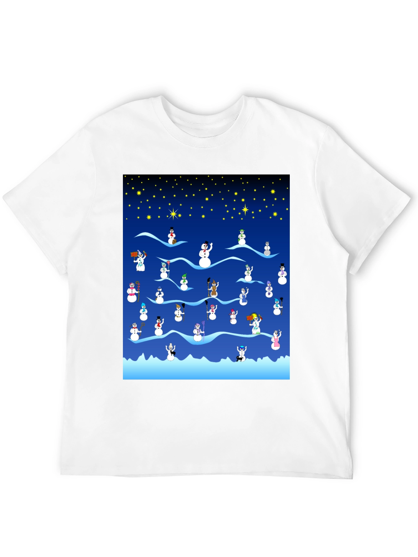 Snowman Scene Black T-Shirt