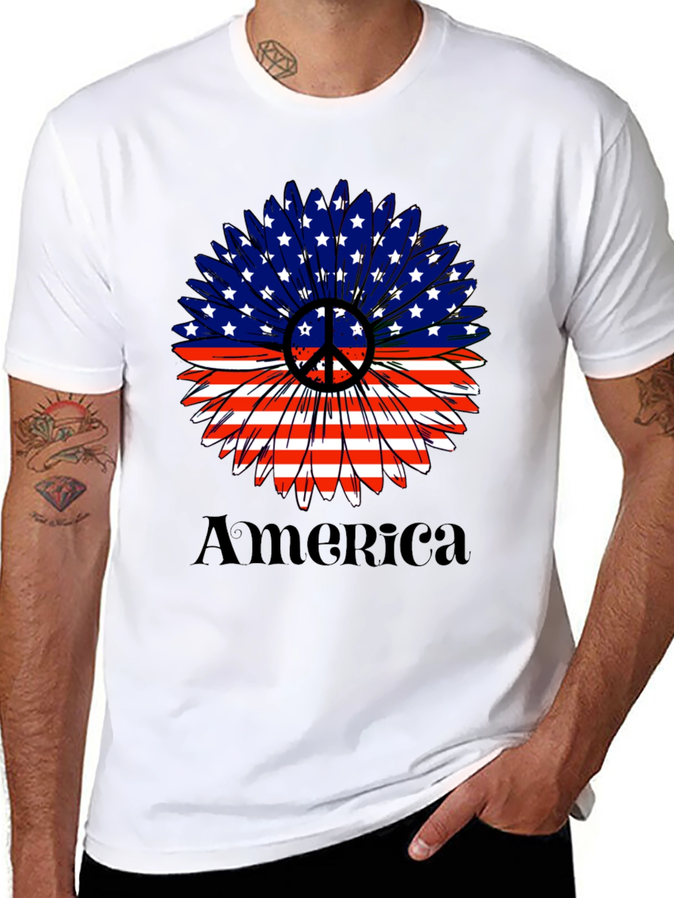 Patriotic Peace Sunflower T-Shirt