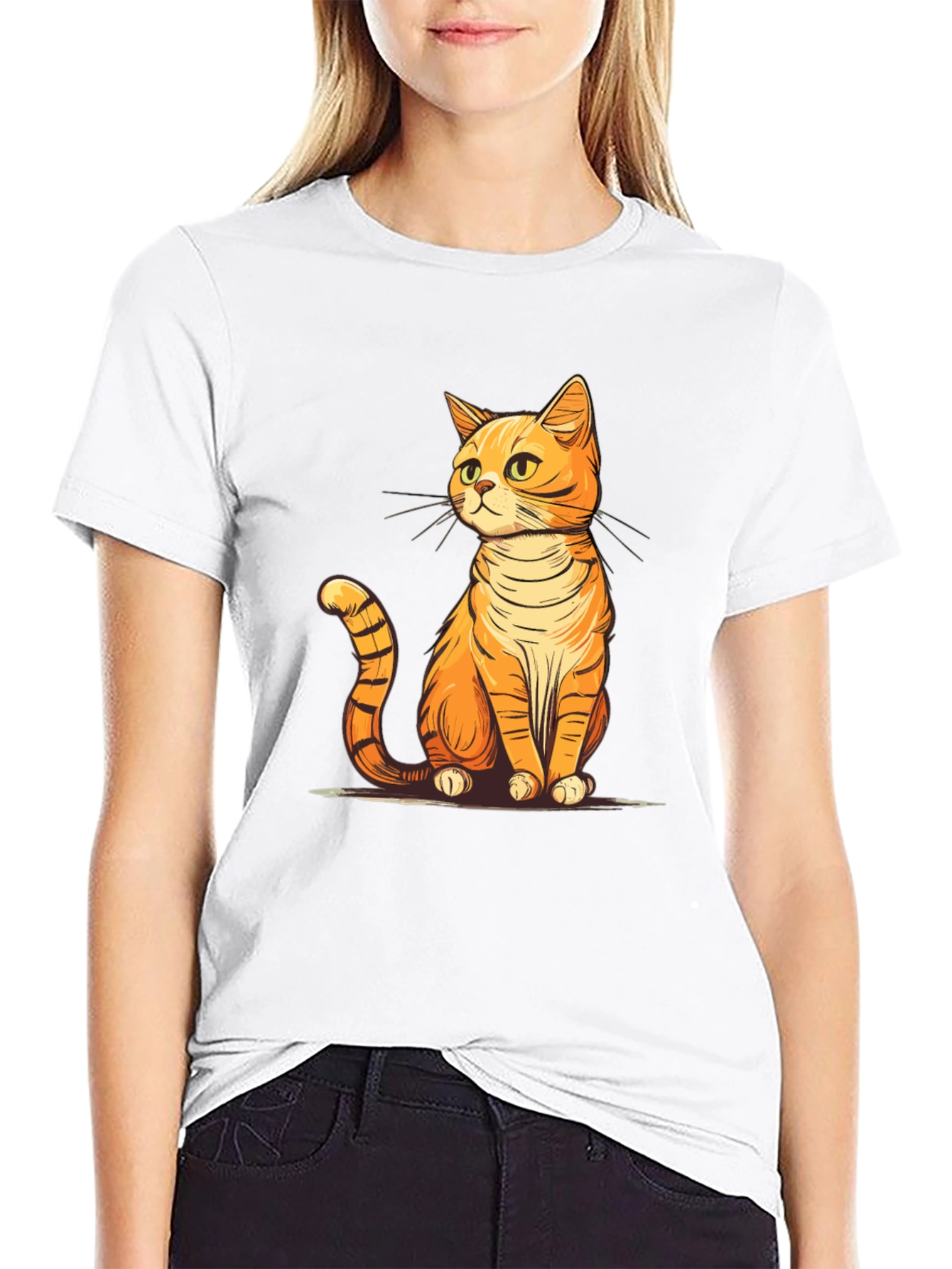 Cute Cartoon Cat T-Shirt - Unisex Black Tee