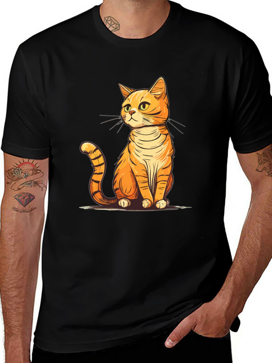 Cute Cartoon Cat T-Shirt - Unisex Black Tee