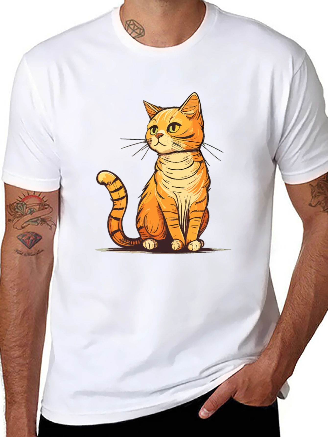 Cute Cartoon Cat T-Shirt - Unisex Black Tee
