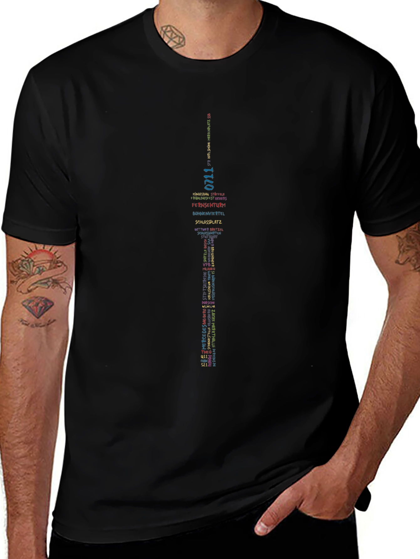 Black T-Shirt with Stuttgart Design