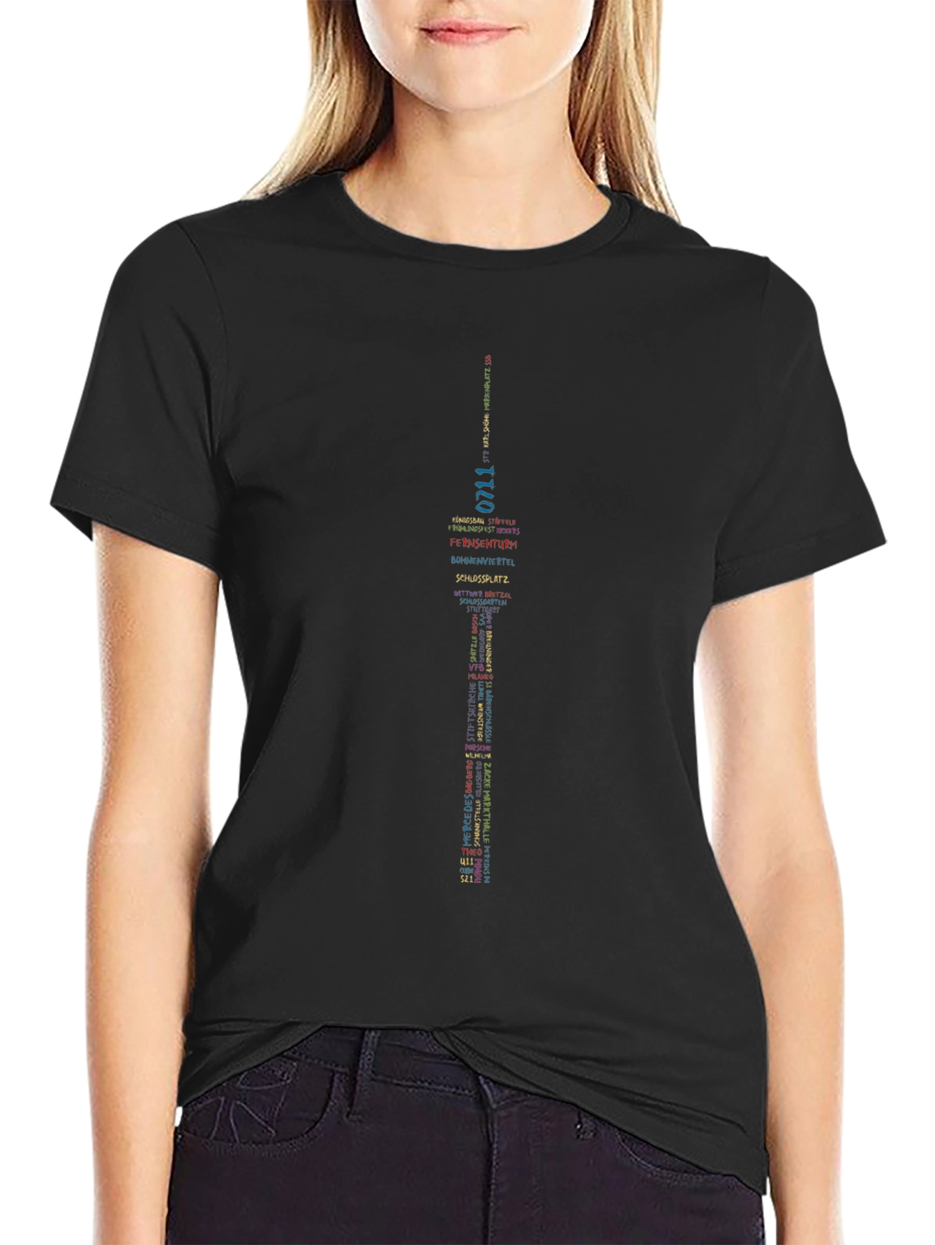 Black T-Shirt with Stuttgart Design