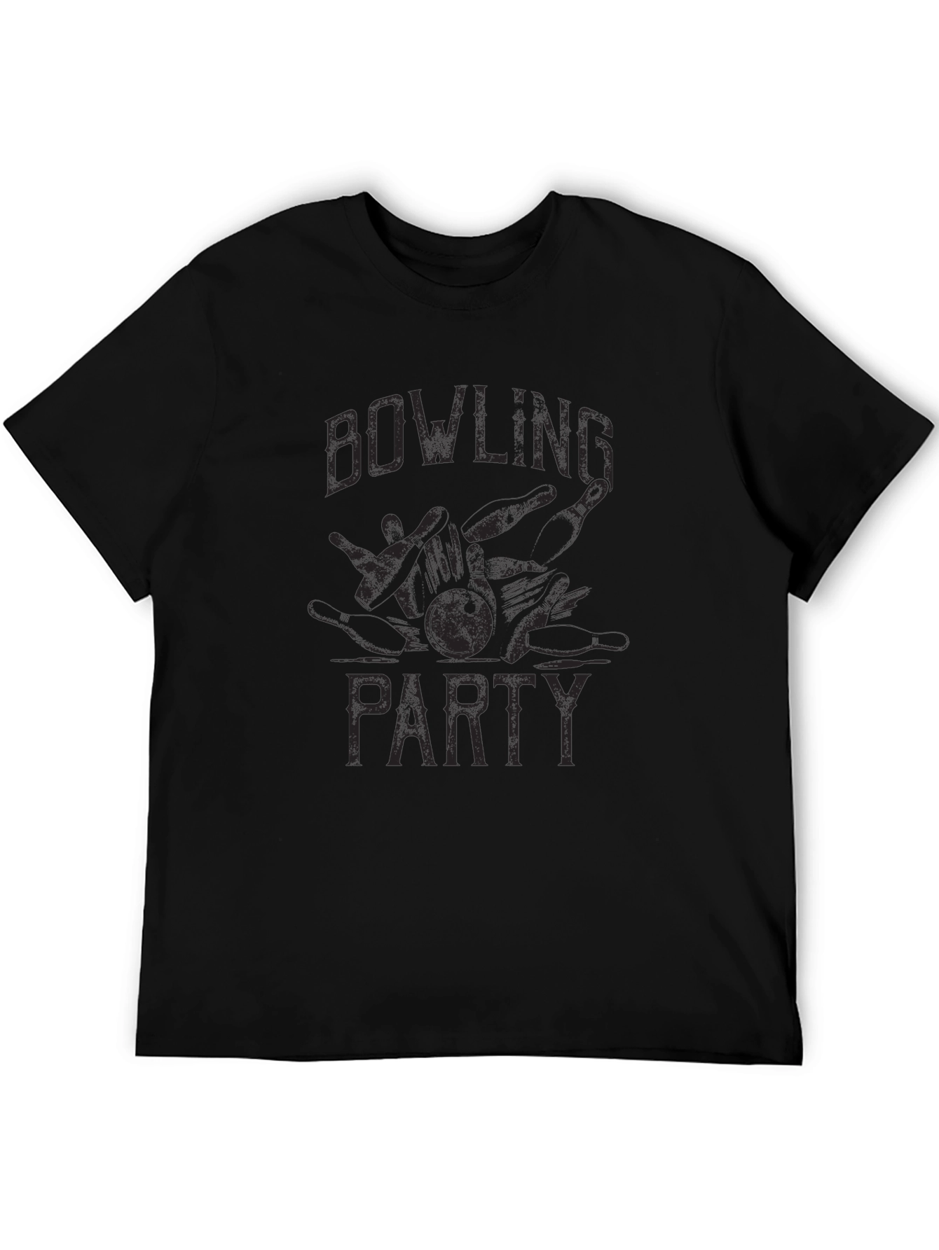 Bowling Party Graphic T-Shirt - Casual Black Tee