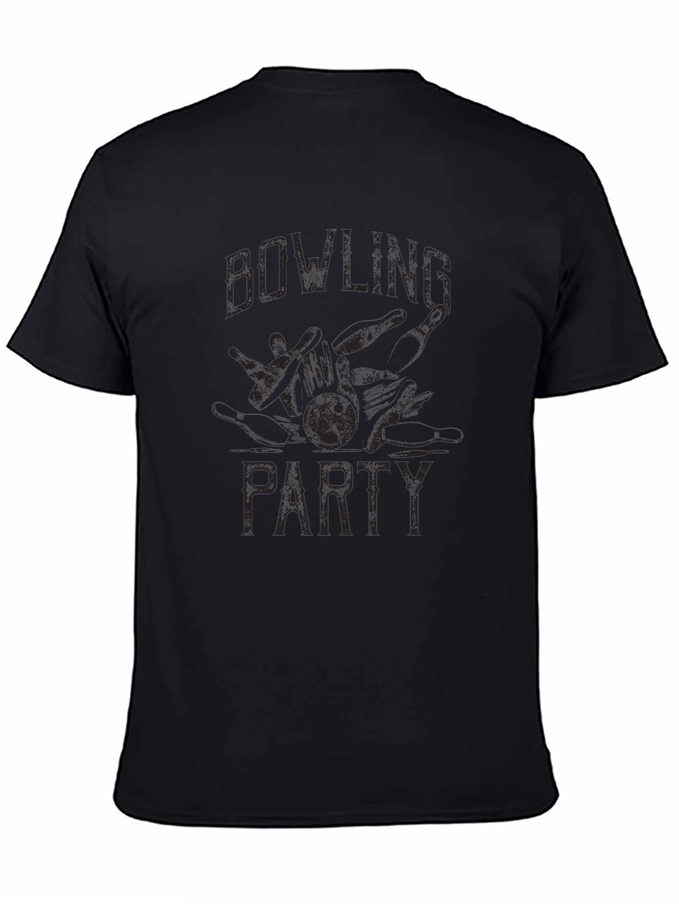 Bowling Party Graphic T-Shirt - Casual Black Tee