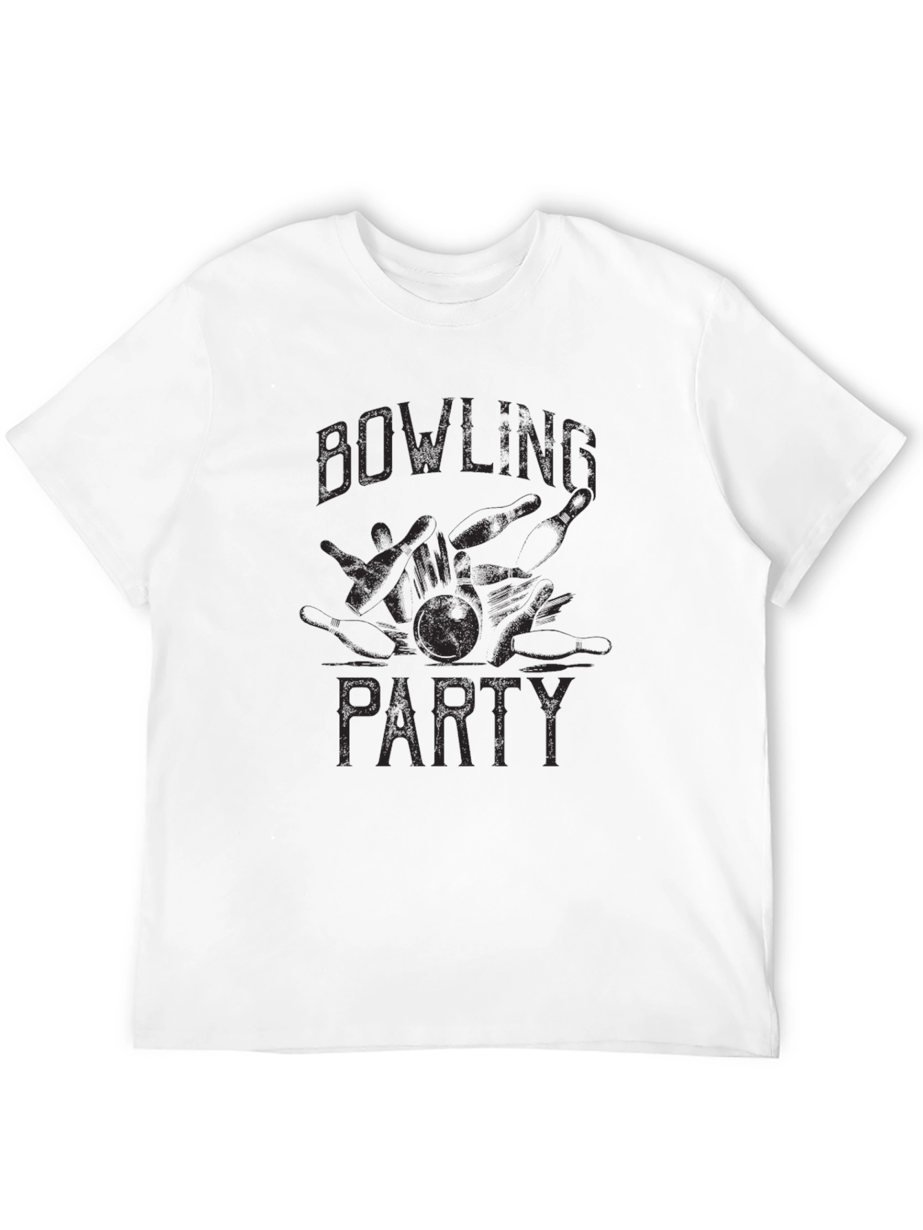 Bowling Party Graphic T-Shirt - Casual Black Tee