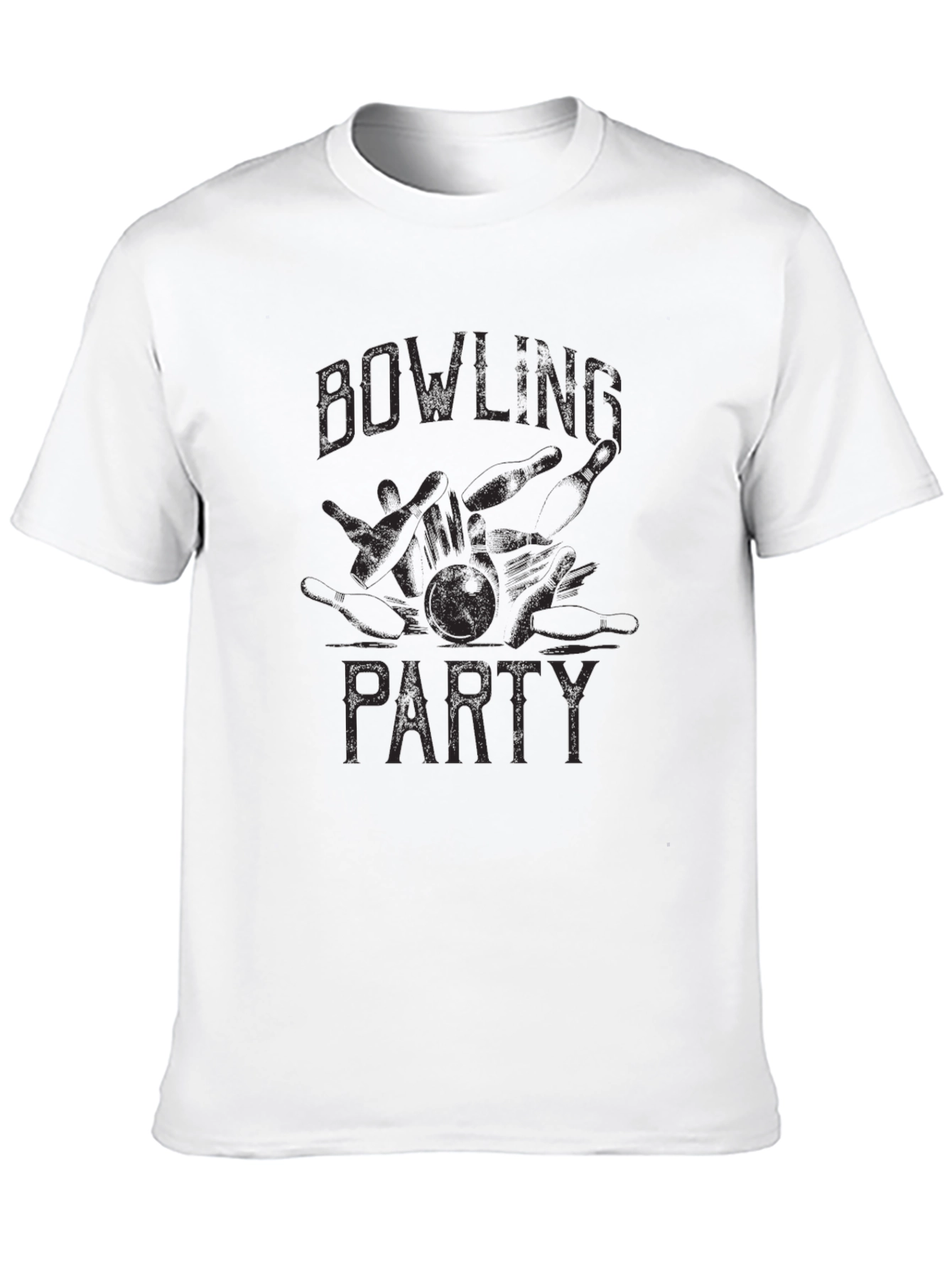 Bowling Party Graphic T-Shirt - Casual Black Tee