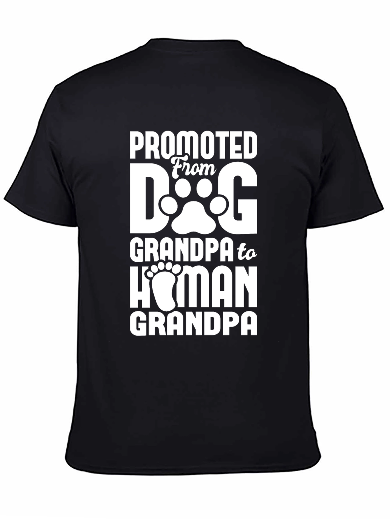 Promoted to Human Grandpa Black T-Shirt