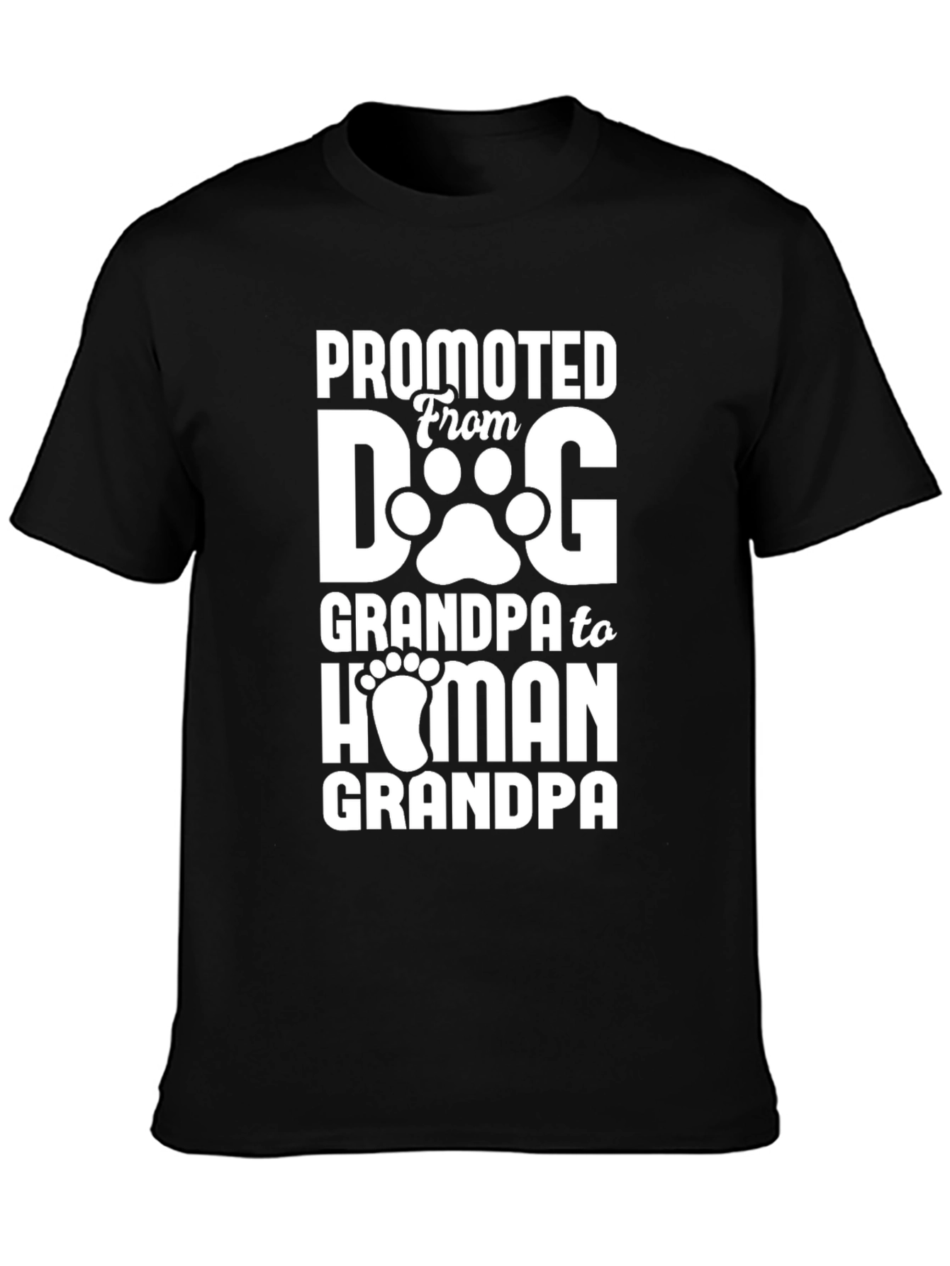 Promoted to Human Grandpa Black T-Shirt