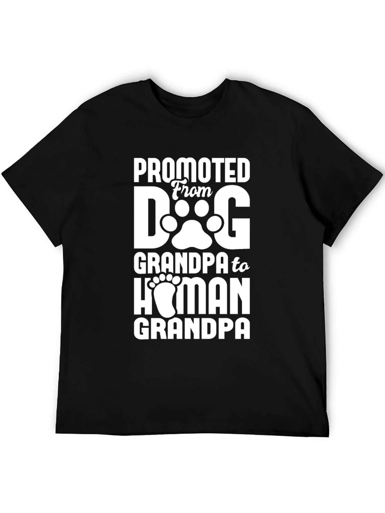 Promoted to Human Grandpa Black T-Shirt