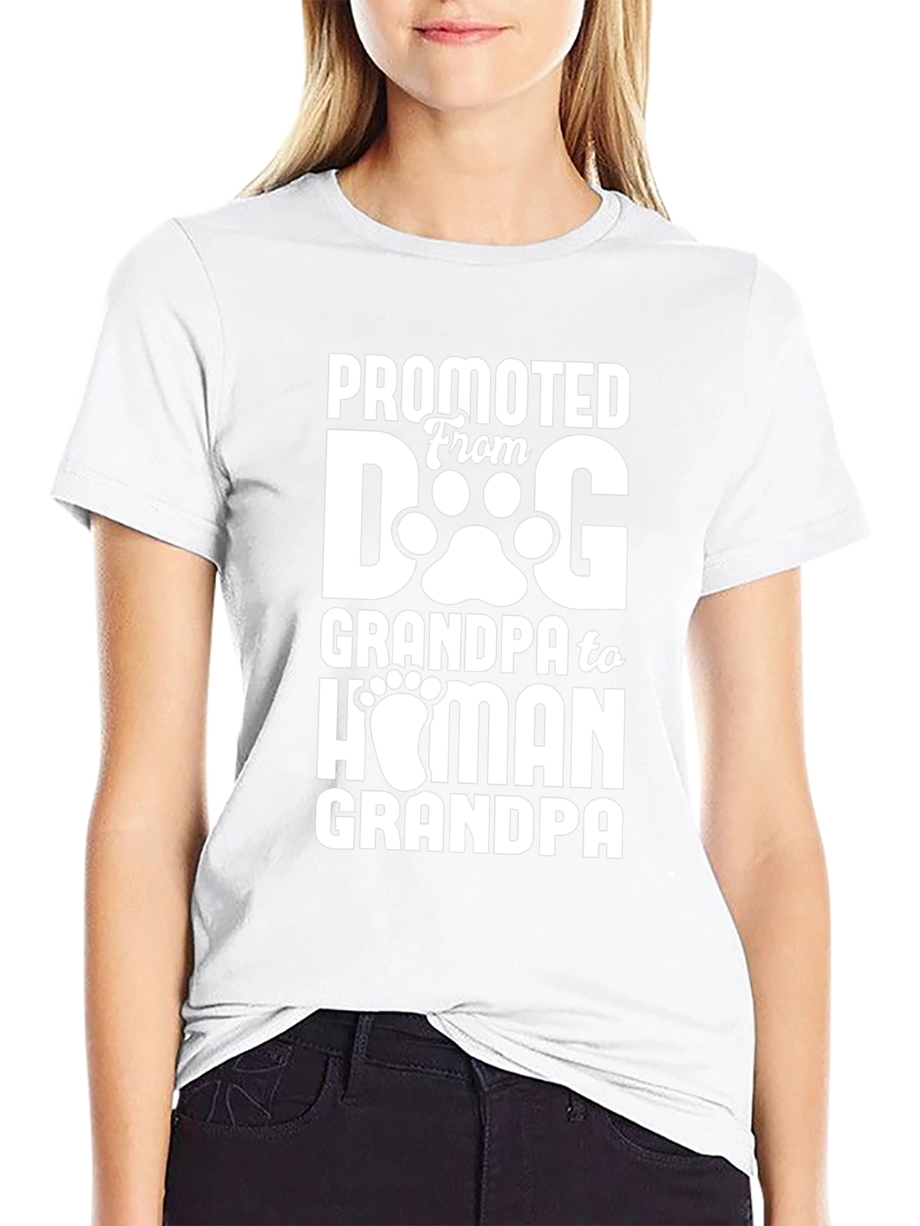 Promoted to Human Grandpa Black T-Shirt