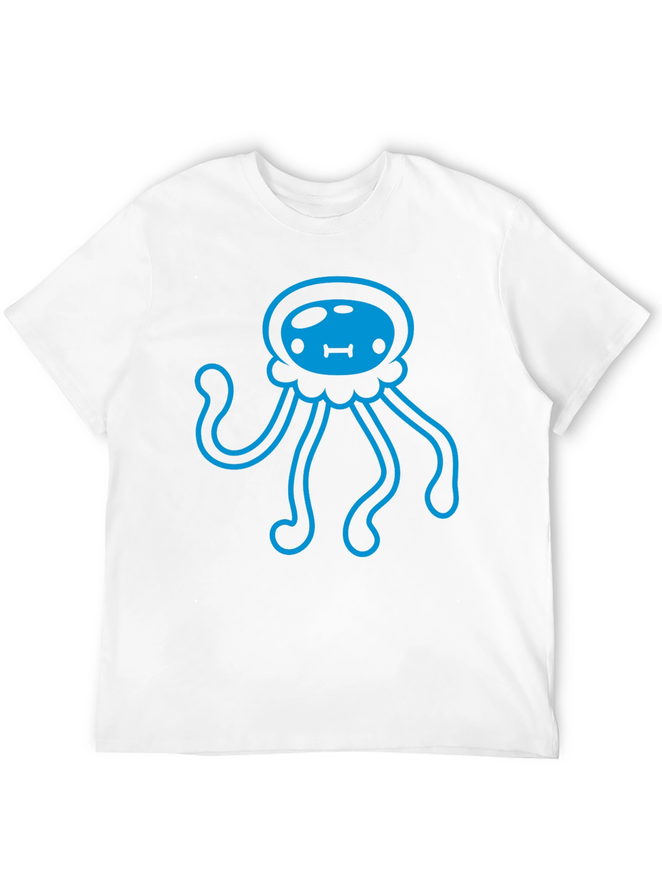 Blue Jellyfish Graphic Print Black T-Shirt