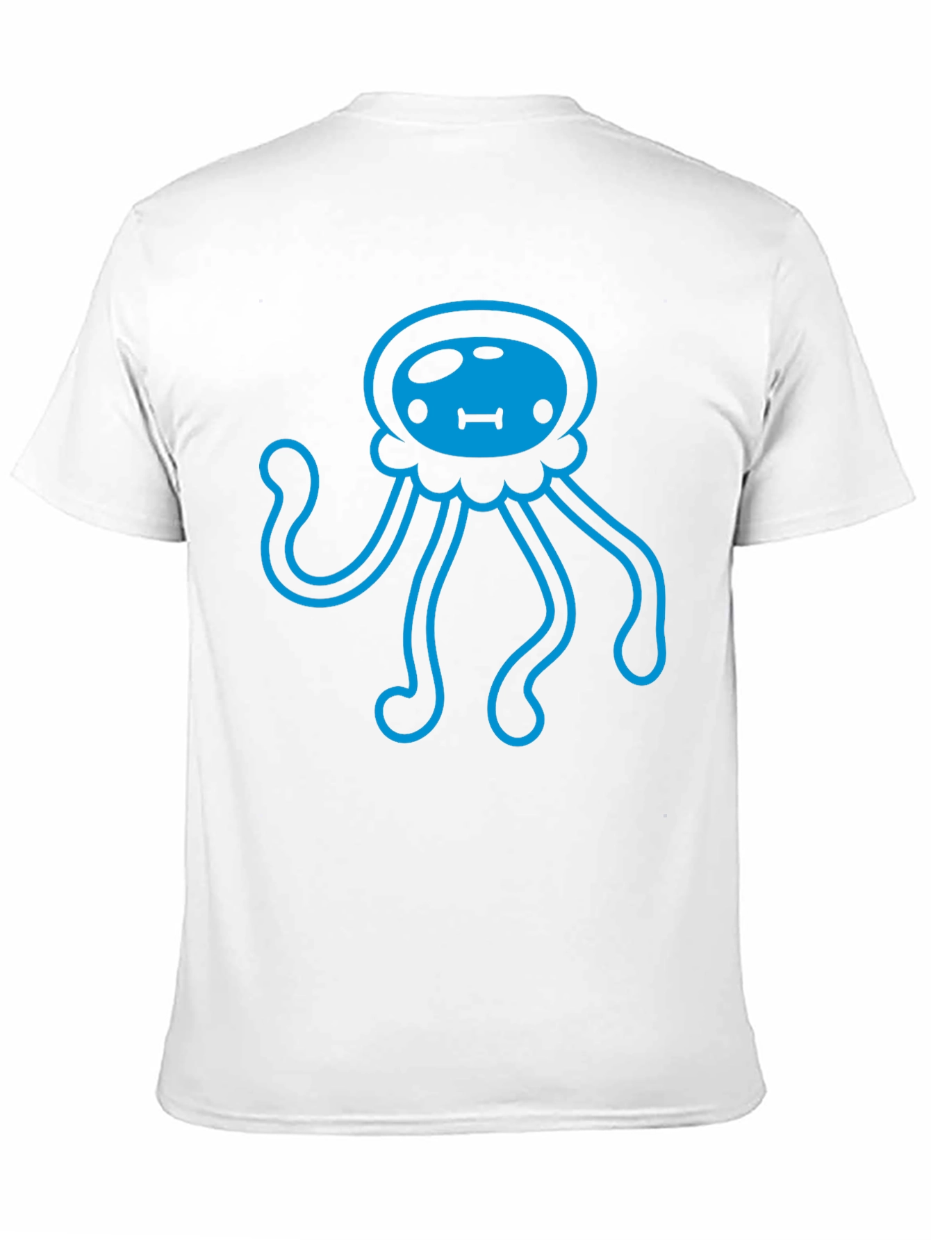 Blue Jellyfish Graphic Print Black T-Shirt