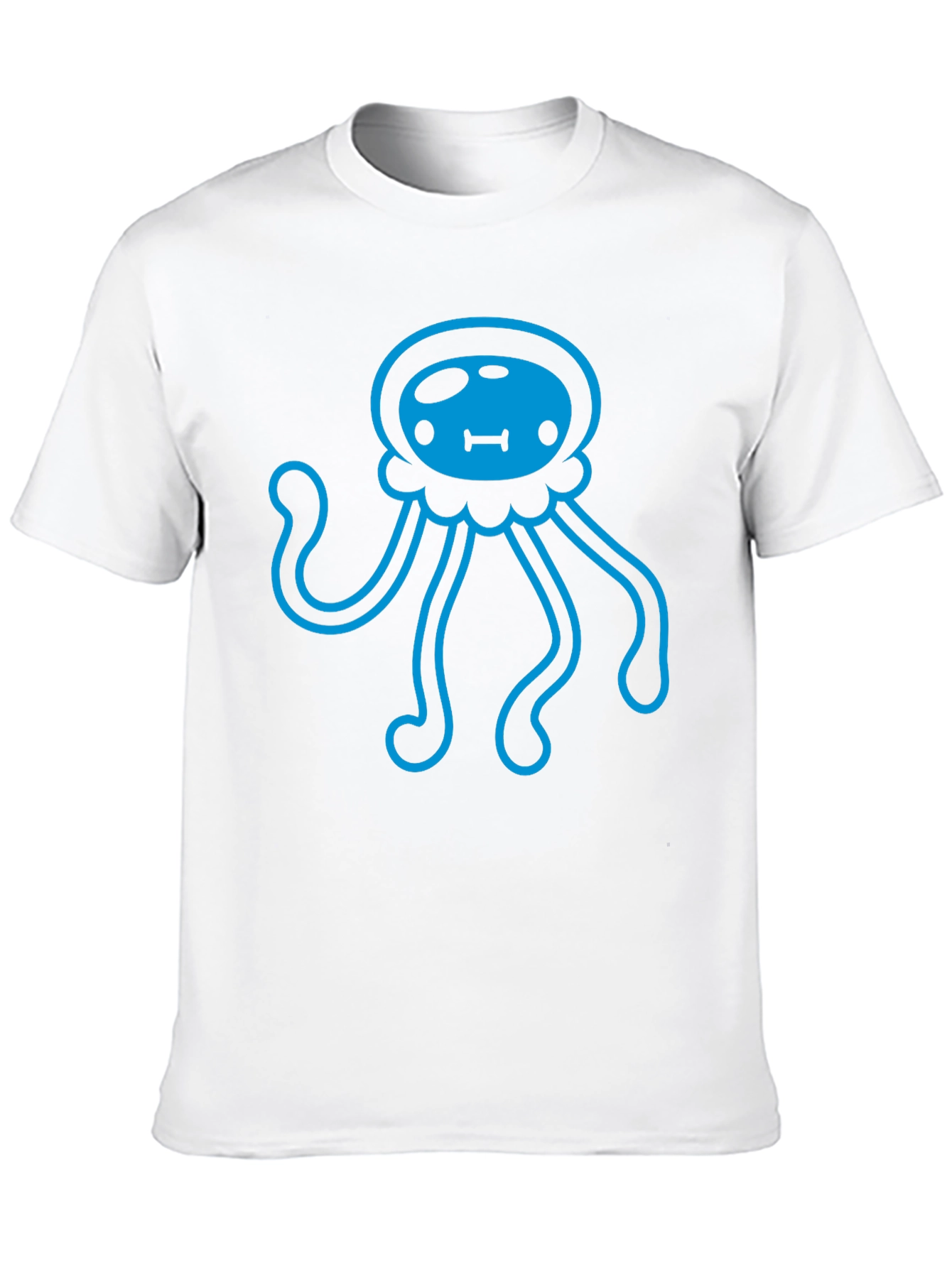 Blue Jellyfish Graphic Print Black T-Shirt