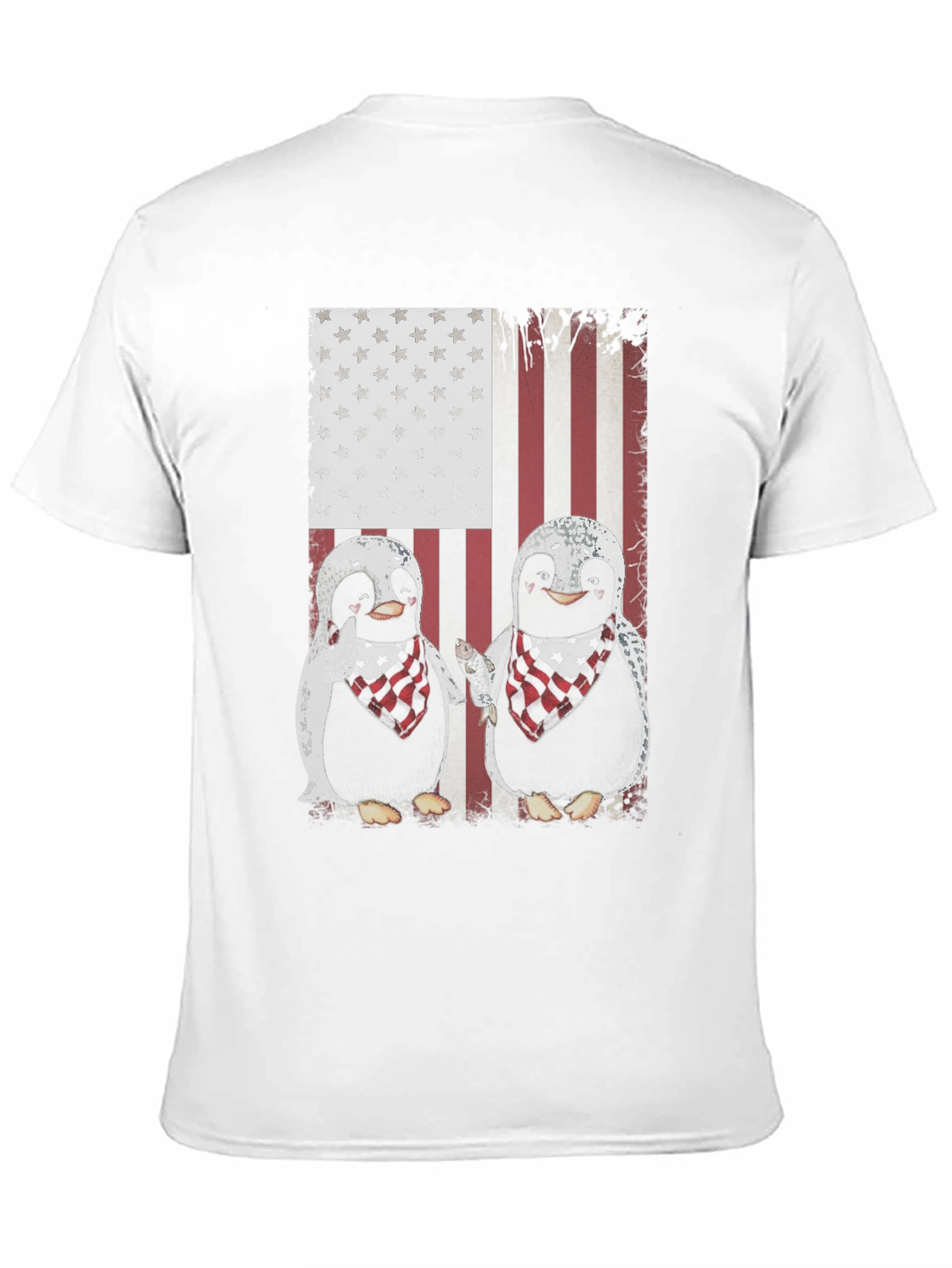 Patriotic Penguin American Flag Graphic T-Shirt