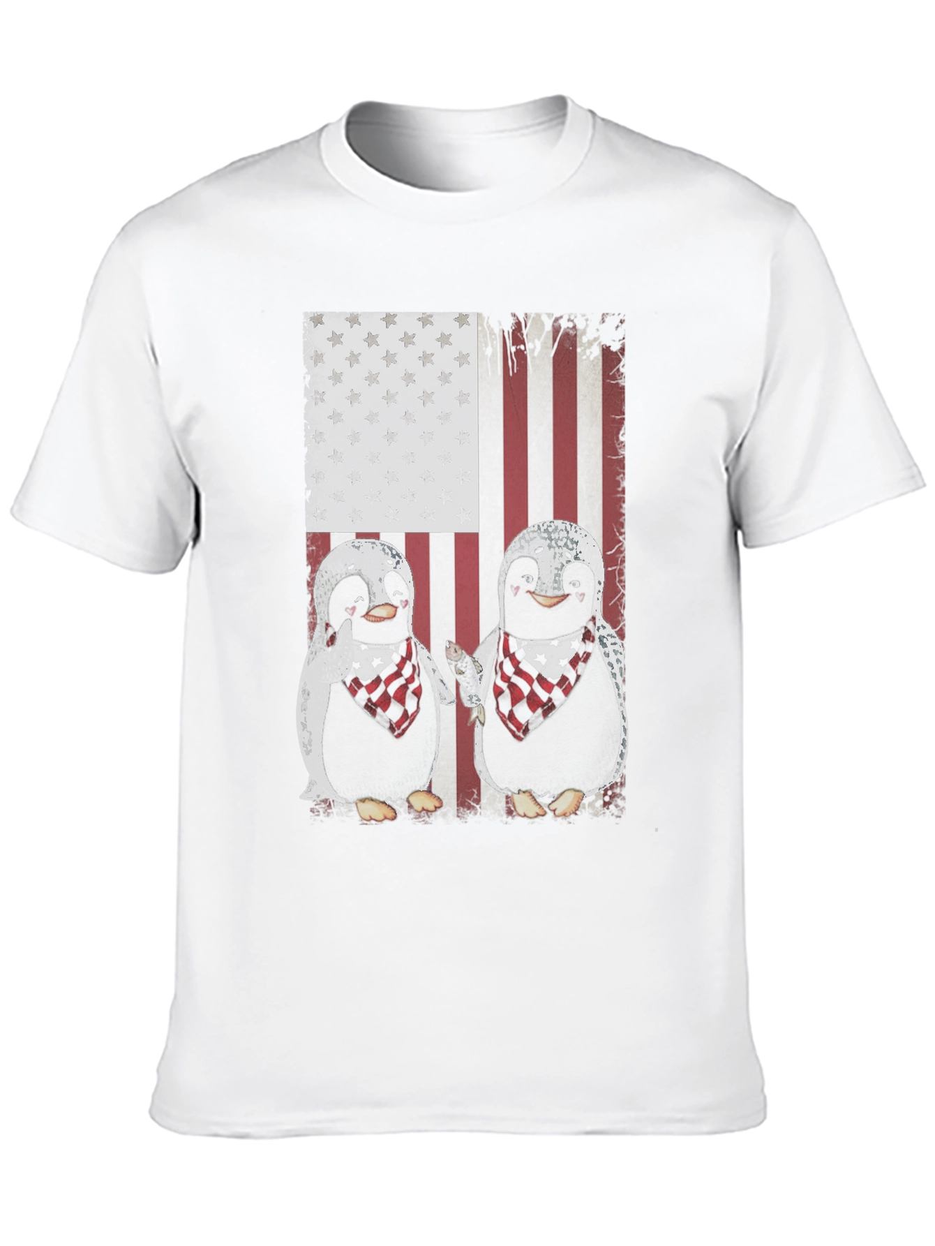 Patriotic Penguin American Flag Graphic T-Shirt