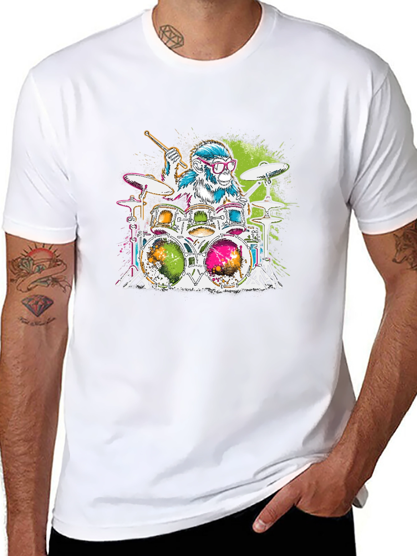 Monkey Drummer Graphic Tee - Rock Out in Style!
