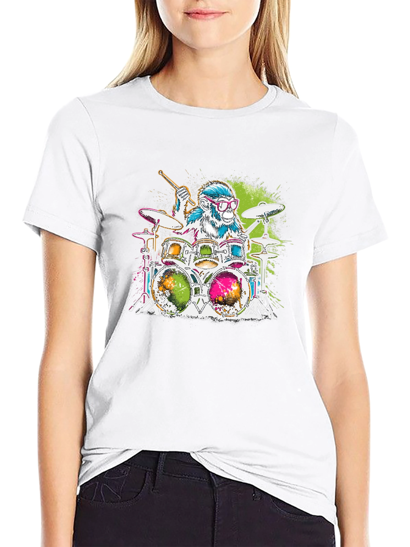 Monkey Drummer Graphic Tee - Rock Out in Style!