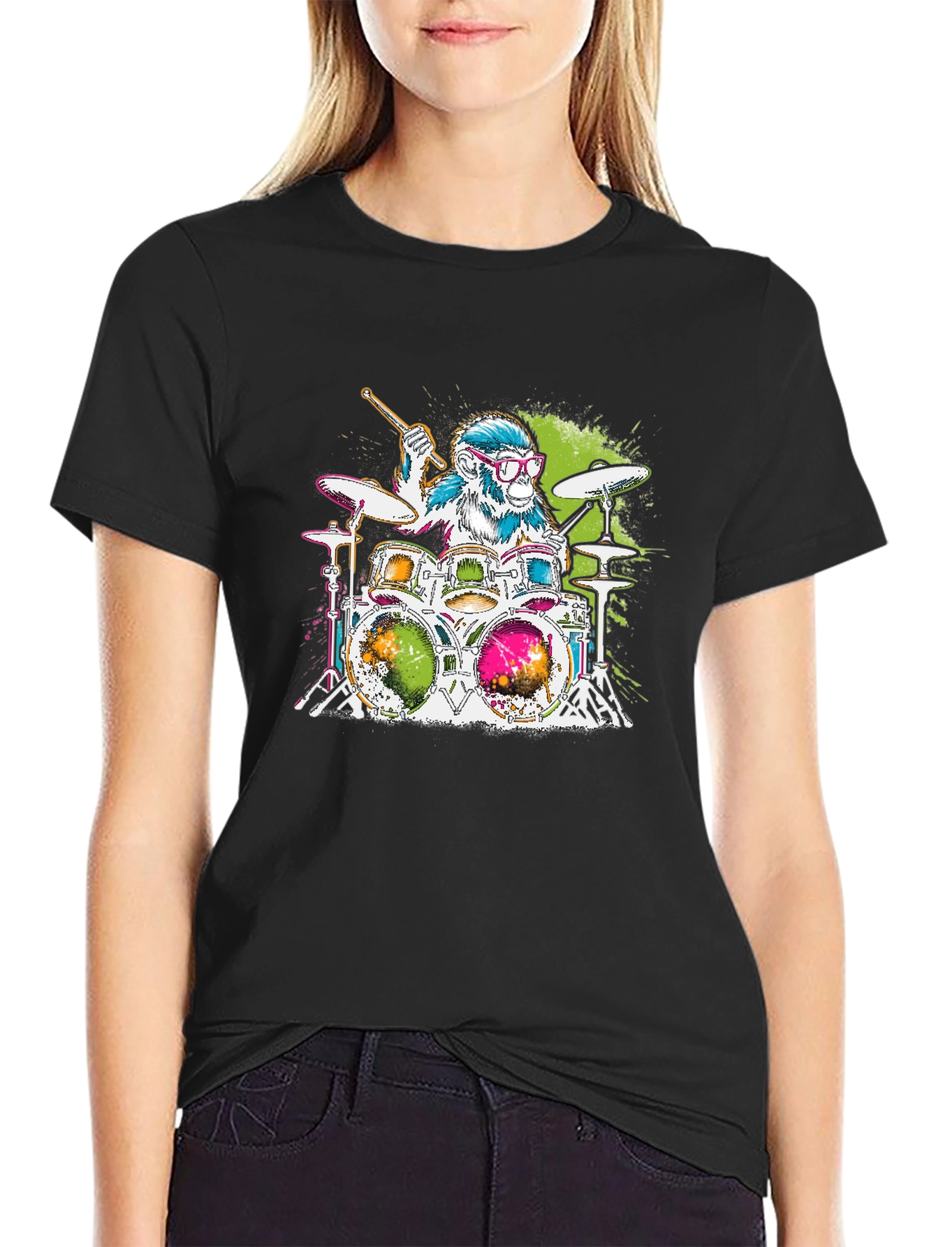 Monkey Drummer Graphic Tee - Rock Out in Style!
