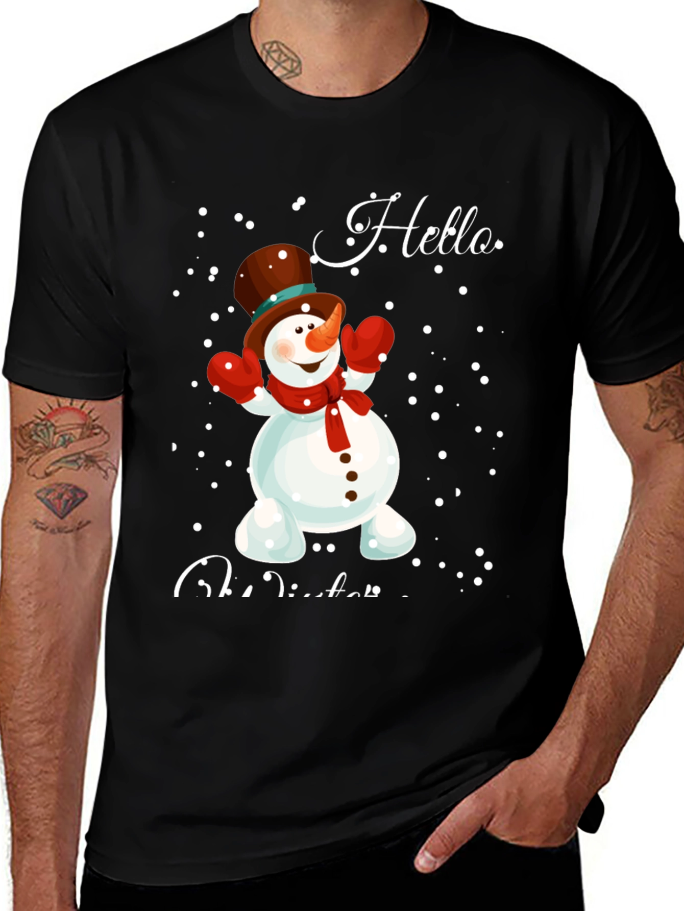 Hello Winter Snowman Graphic Tee