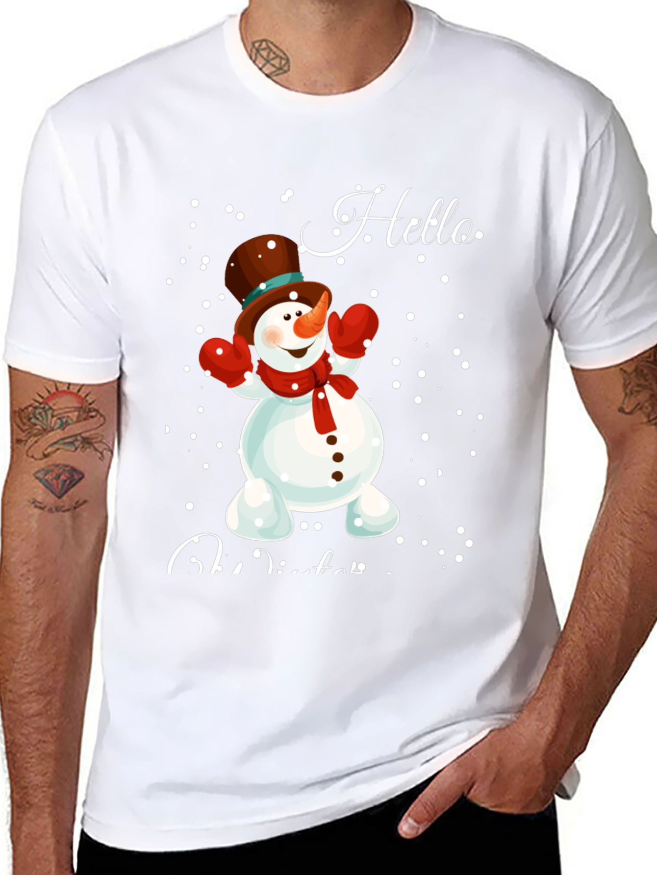 Hello Winter Snowman Graphic Tee