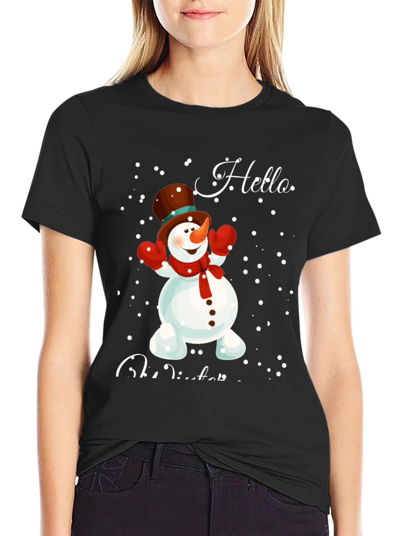 Hello Winter Snowman Graphic Tee