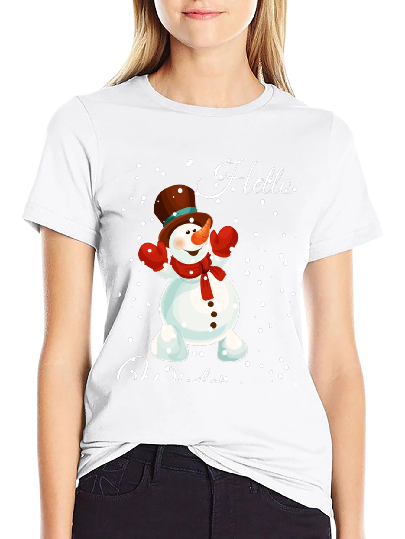 Hello Winter Snowman Graphic Tee