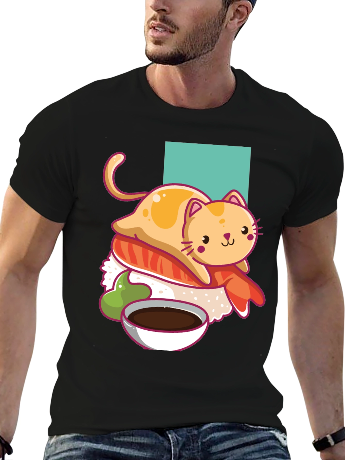 Sushi Cat T-Shirt - Cute Kawaii Design