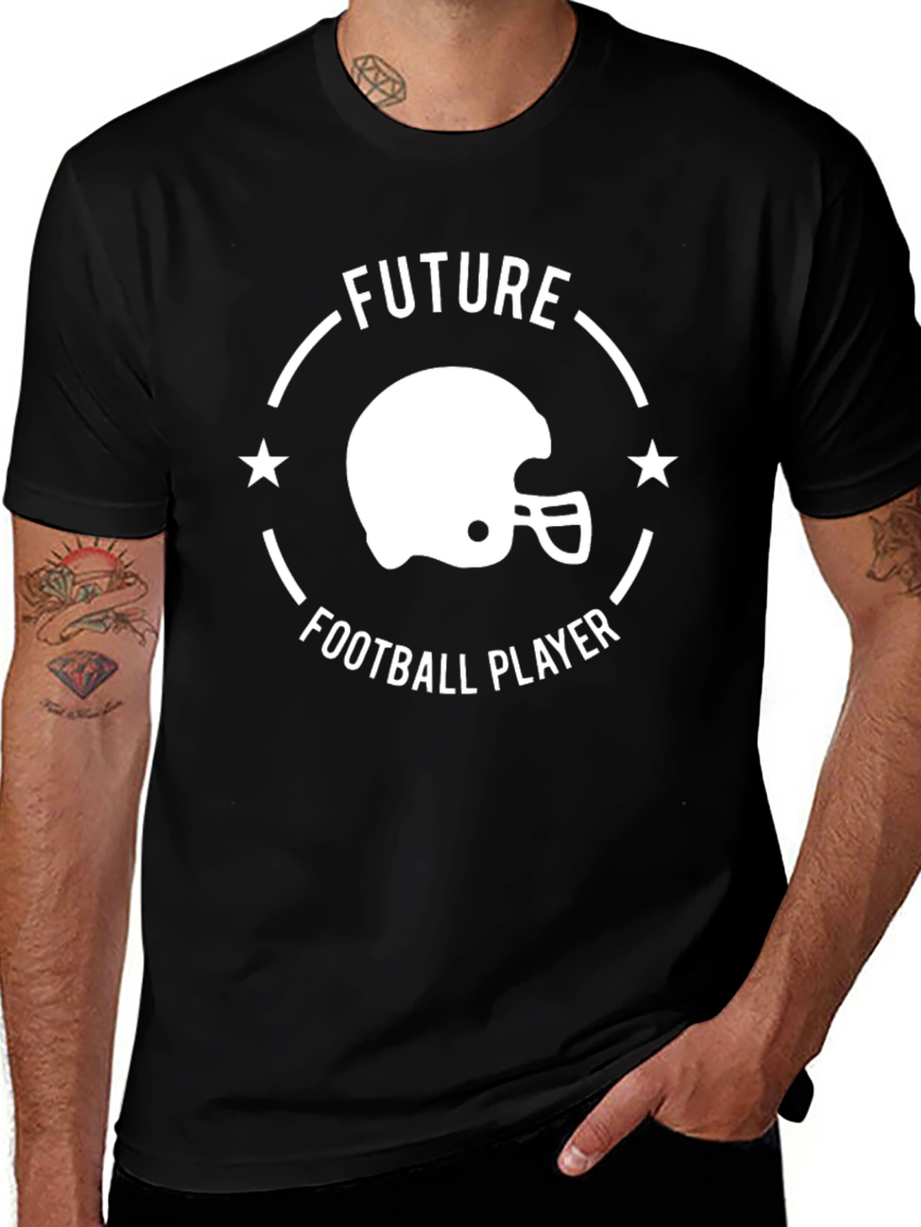Future Football Player Black Graphic T-Shirt