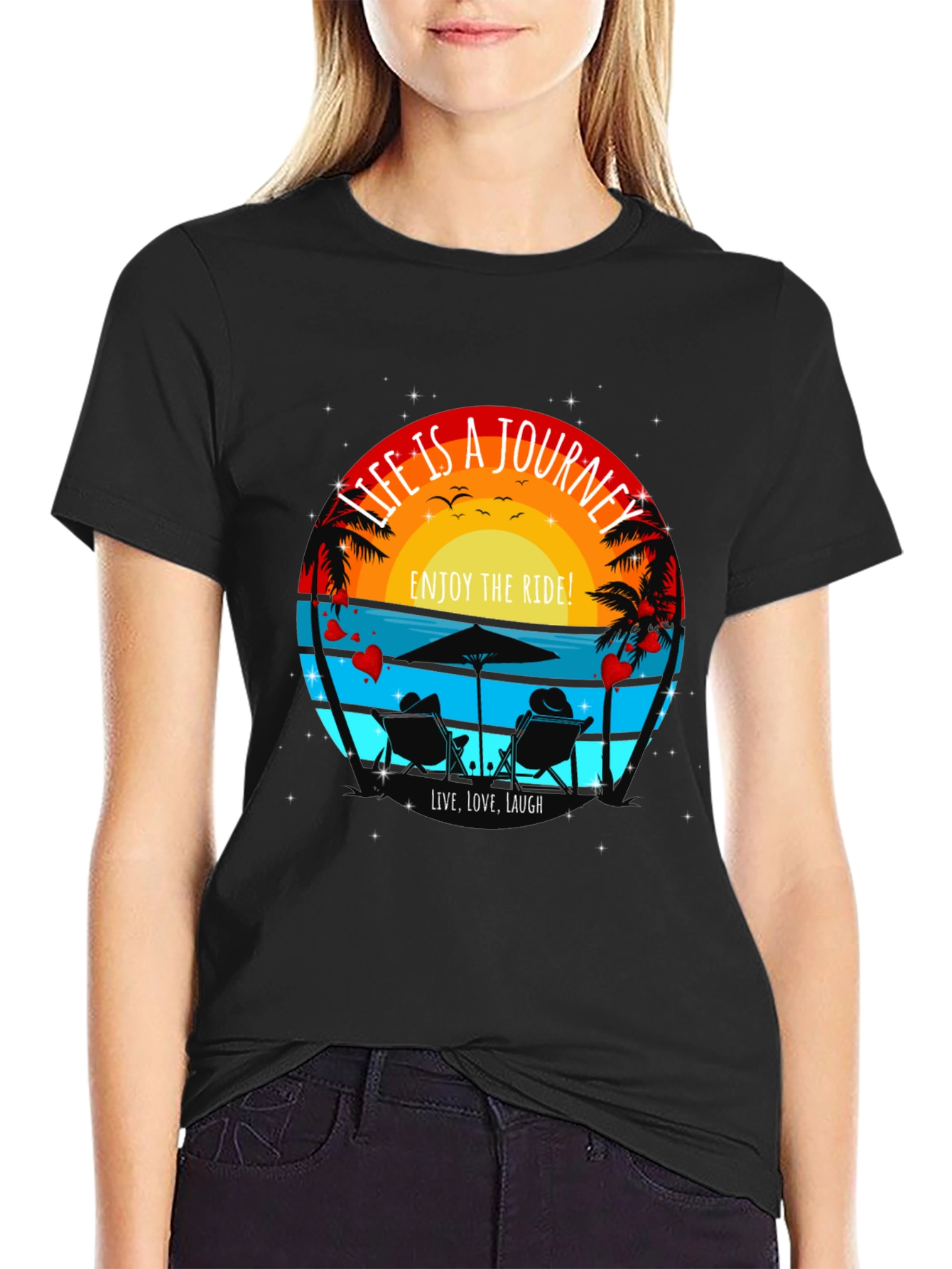 Life is a Journey T-Shirt - Beach Sunset Design