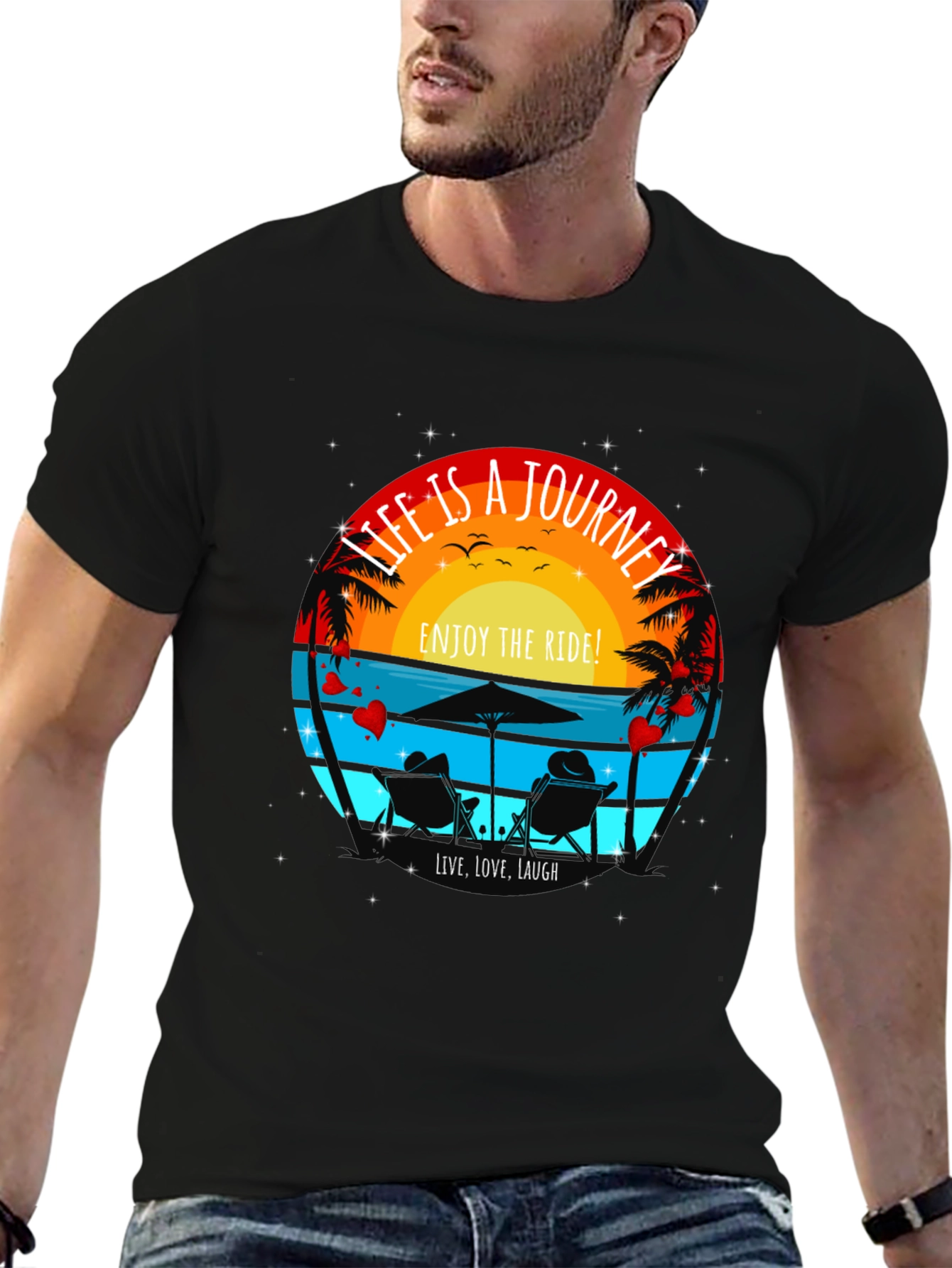 Life is a Journey T-Shirt - Beach Sunset Design