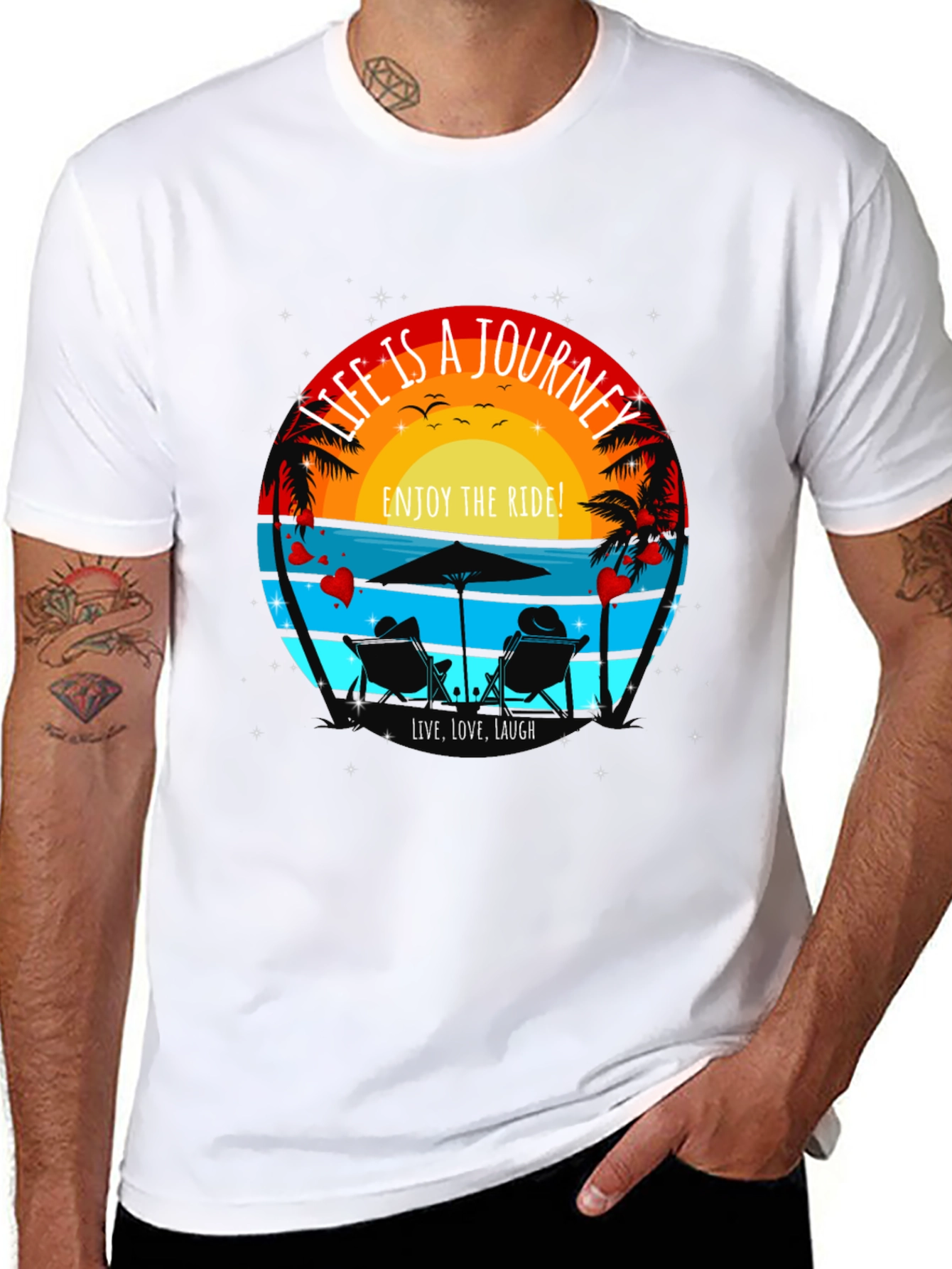 Life is a Journey T-Shirt - Beach Sunset Design