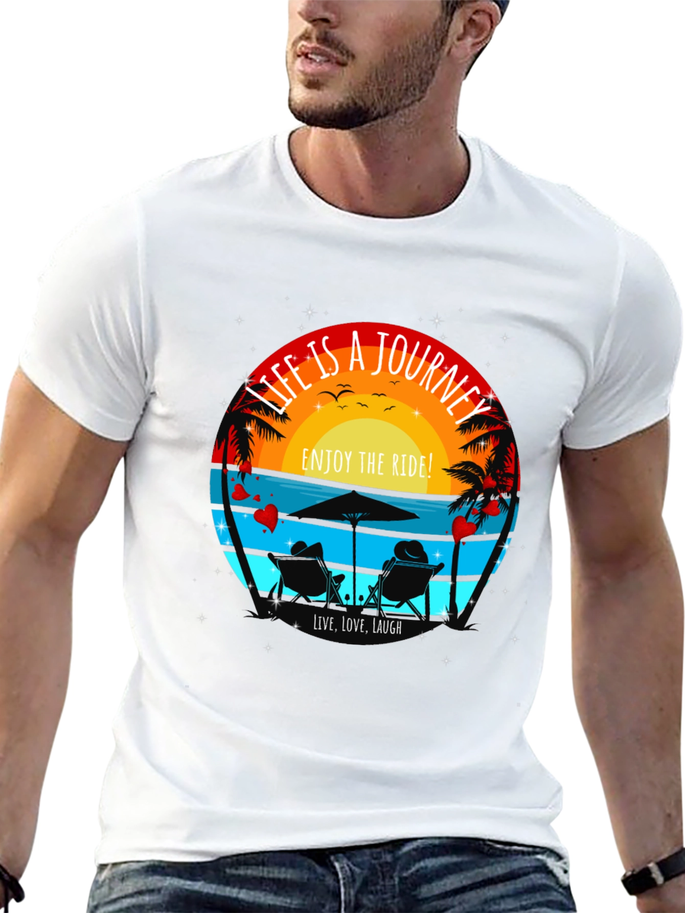 Life is a Journey T-Shirt - Beach Sunset Design