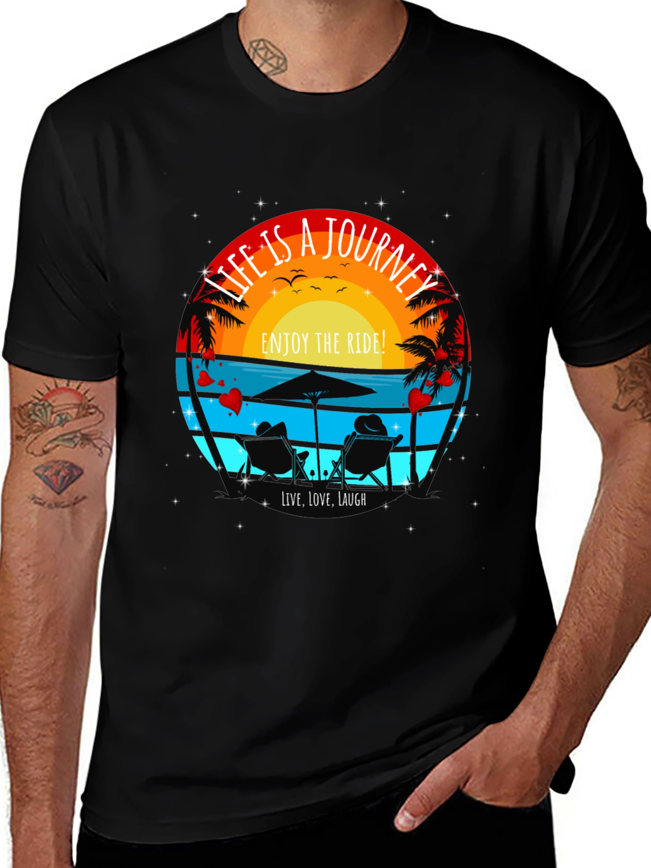 Life is a Journey T-Shirt - Beach Sunset Design