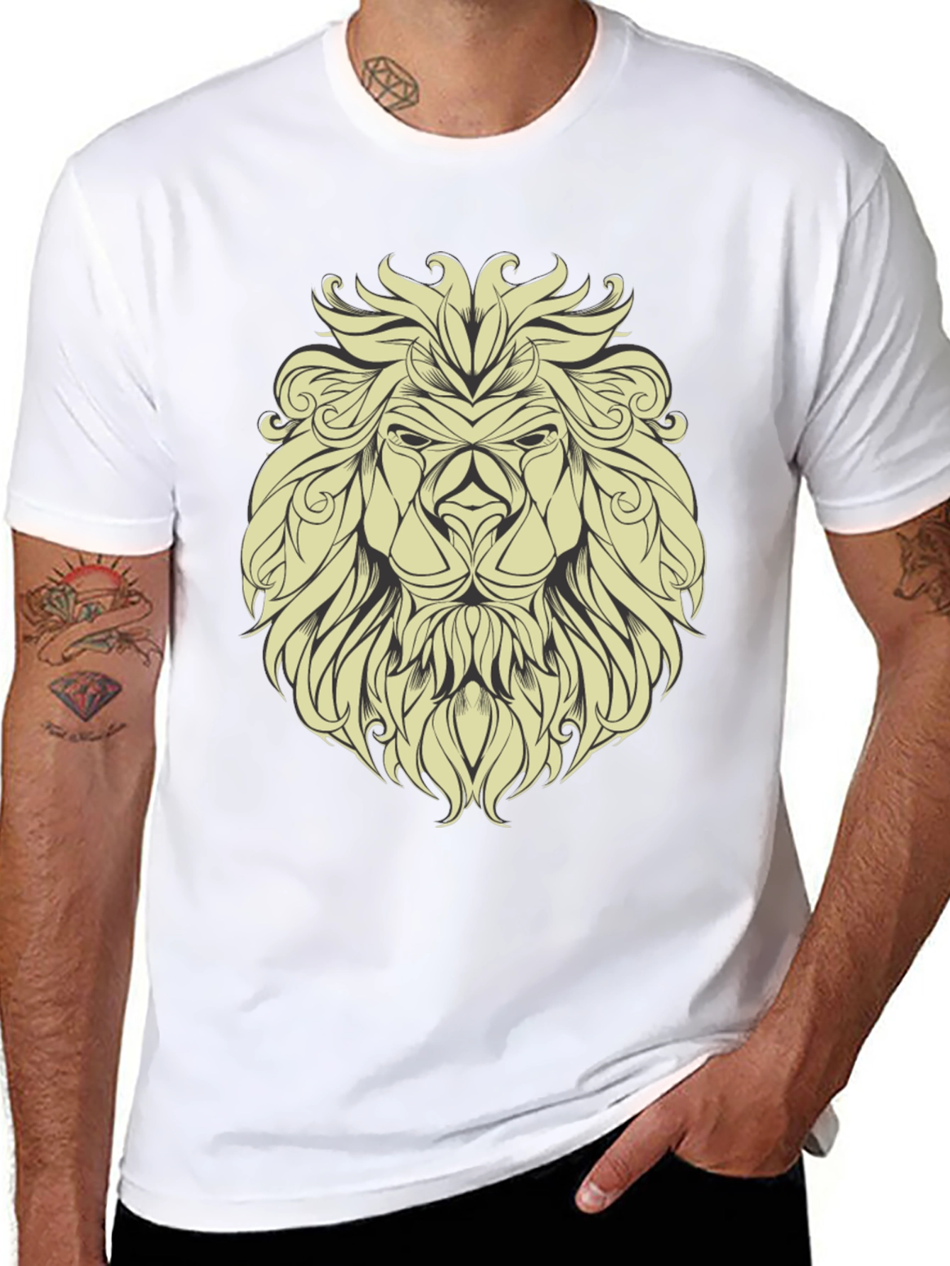 Lion Graphic Print Mens T-Shirt - Bold & Stylish