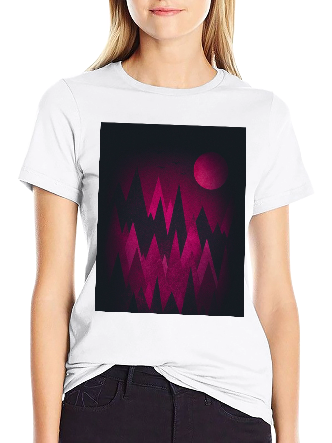 Geometric Mountainscape Graphic Tee - Dark & Bold Design
