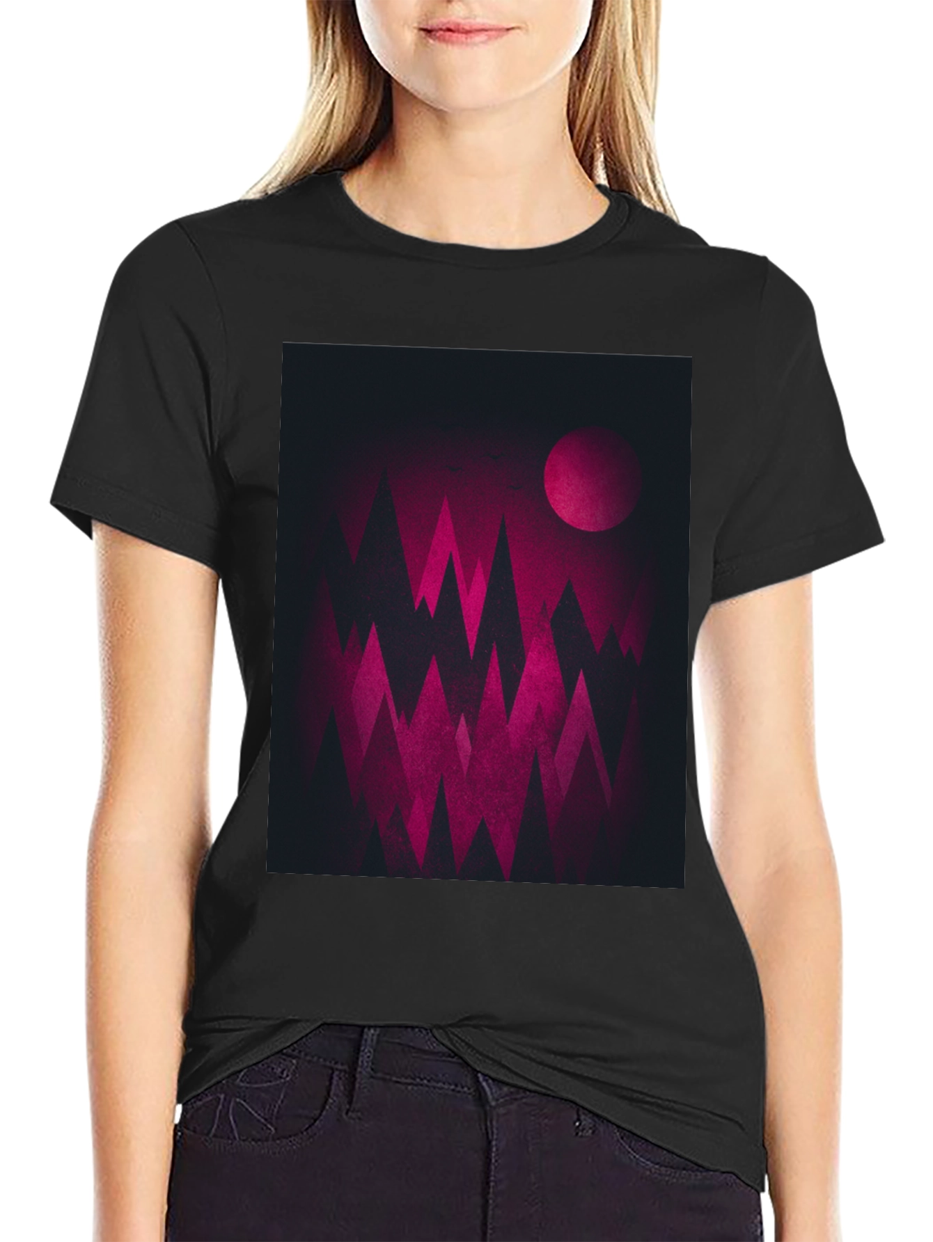 Geometric Mountainscape Graphic Tee - Dark & Bold Design