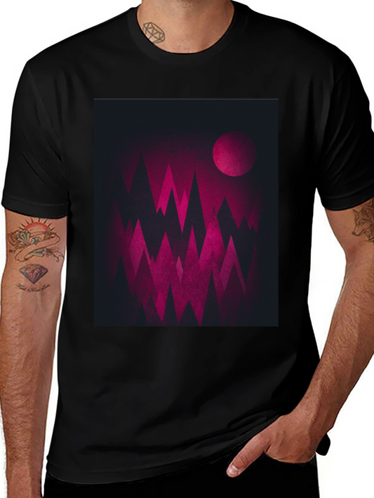 Geometric Mountainscape Graphic Tee - Dark & Bold Design