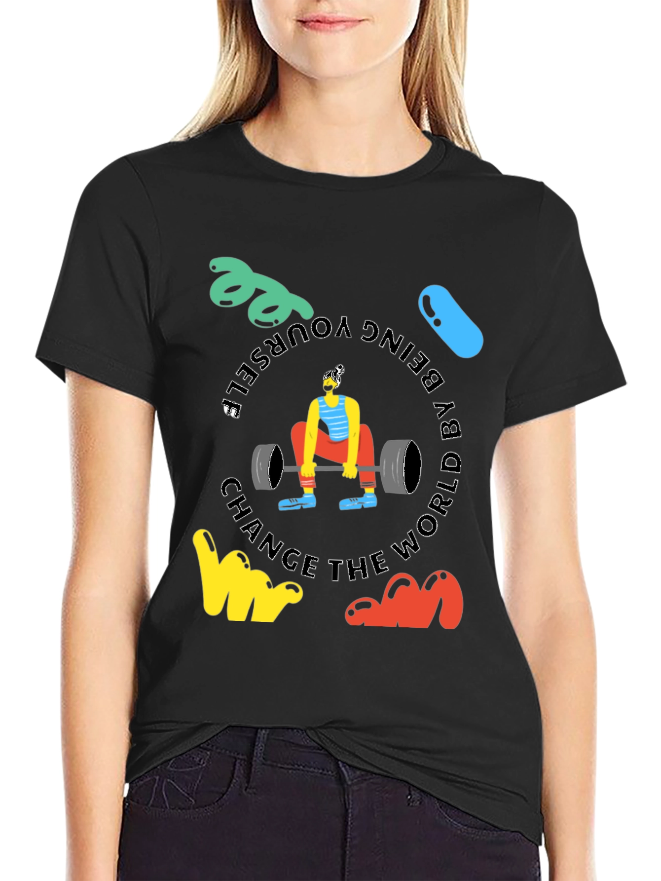 Motivational Black T-Shirt: Deadlift & Be Yourself