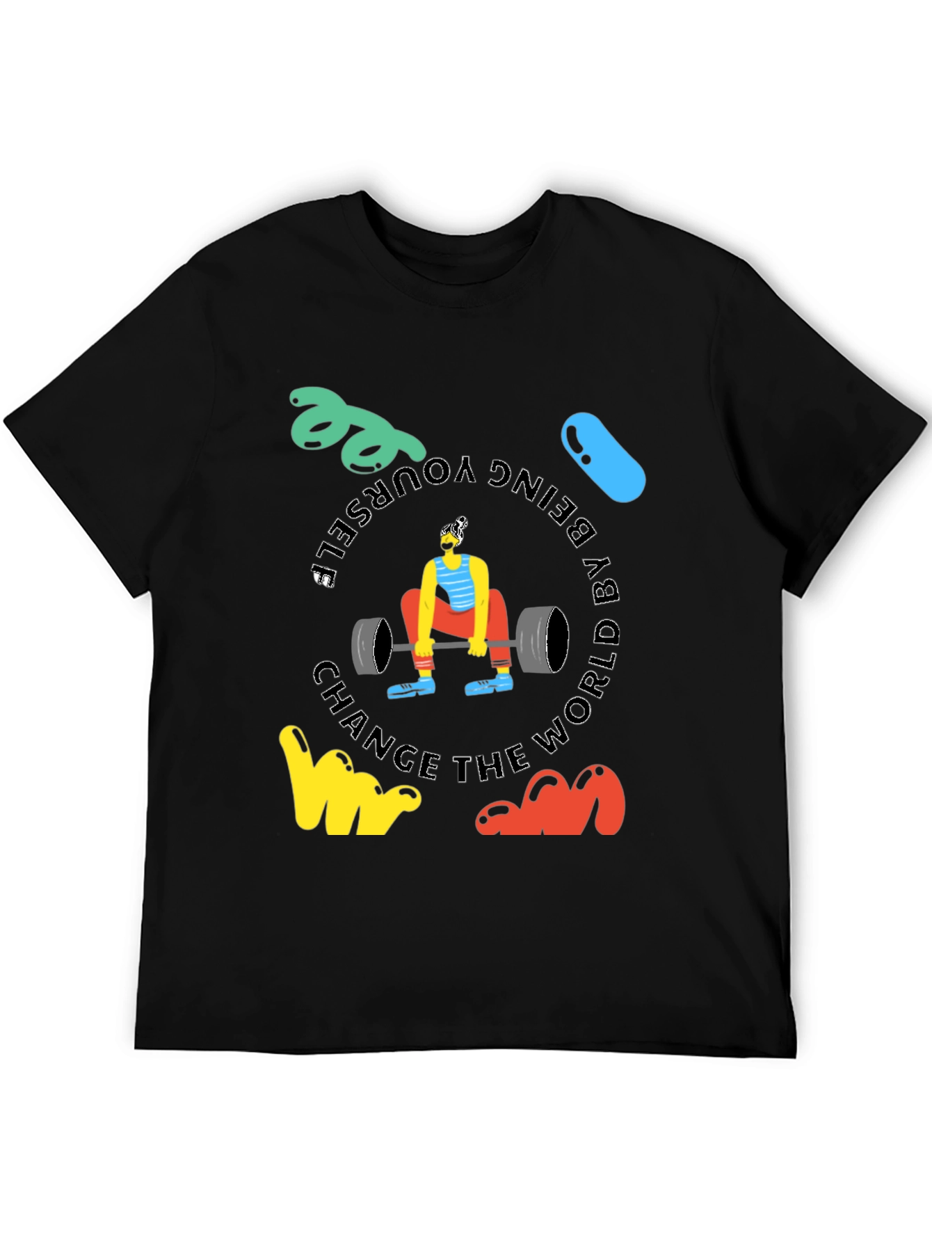 Motivational Black T-Shirt: Deadlift & Be Yourself