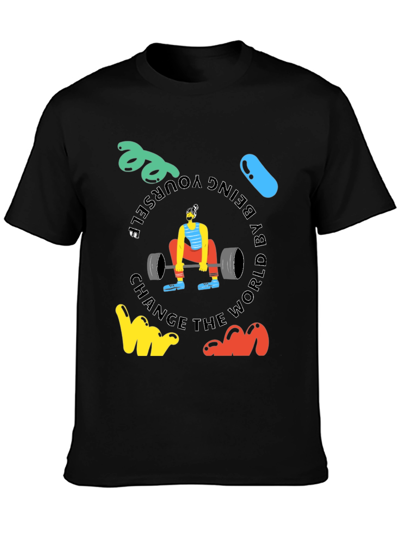 Motivational Black T-Shirt: Deadlift & Be Yourself