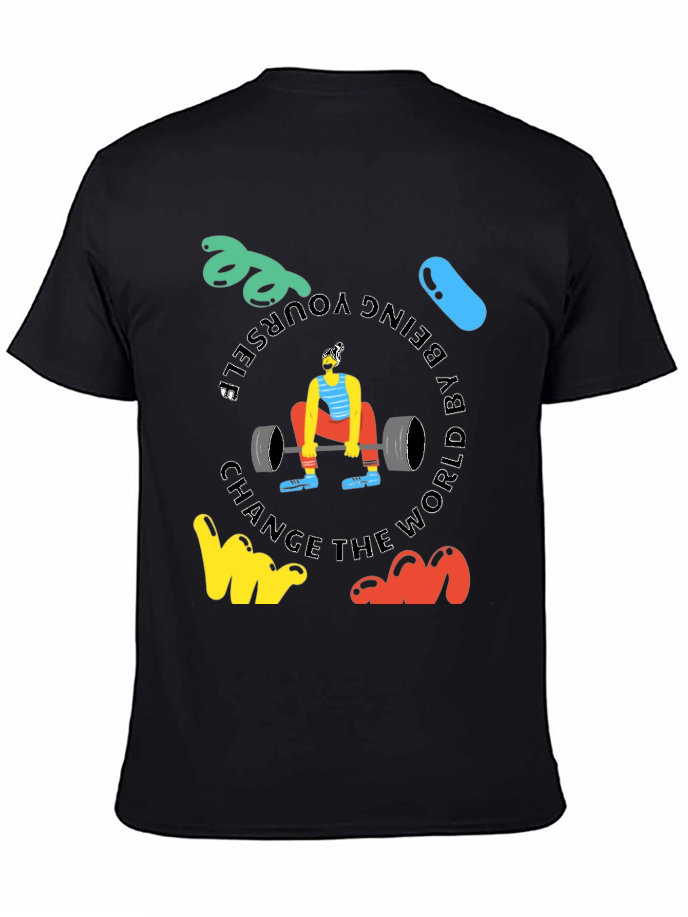 Motivational Black T-Shirt: Deadlift & Be Yourself
