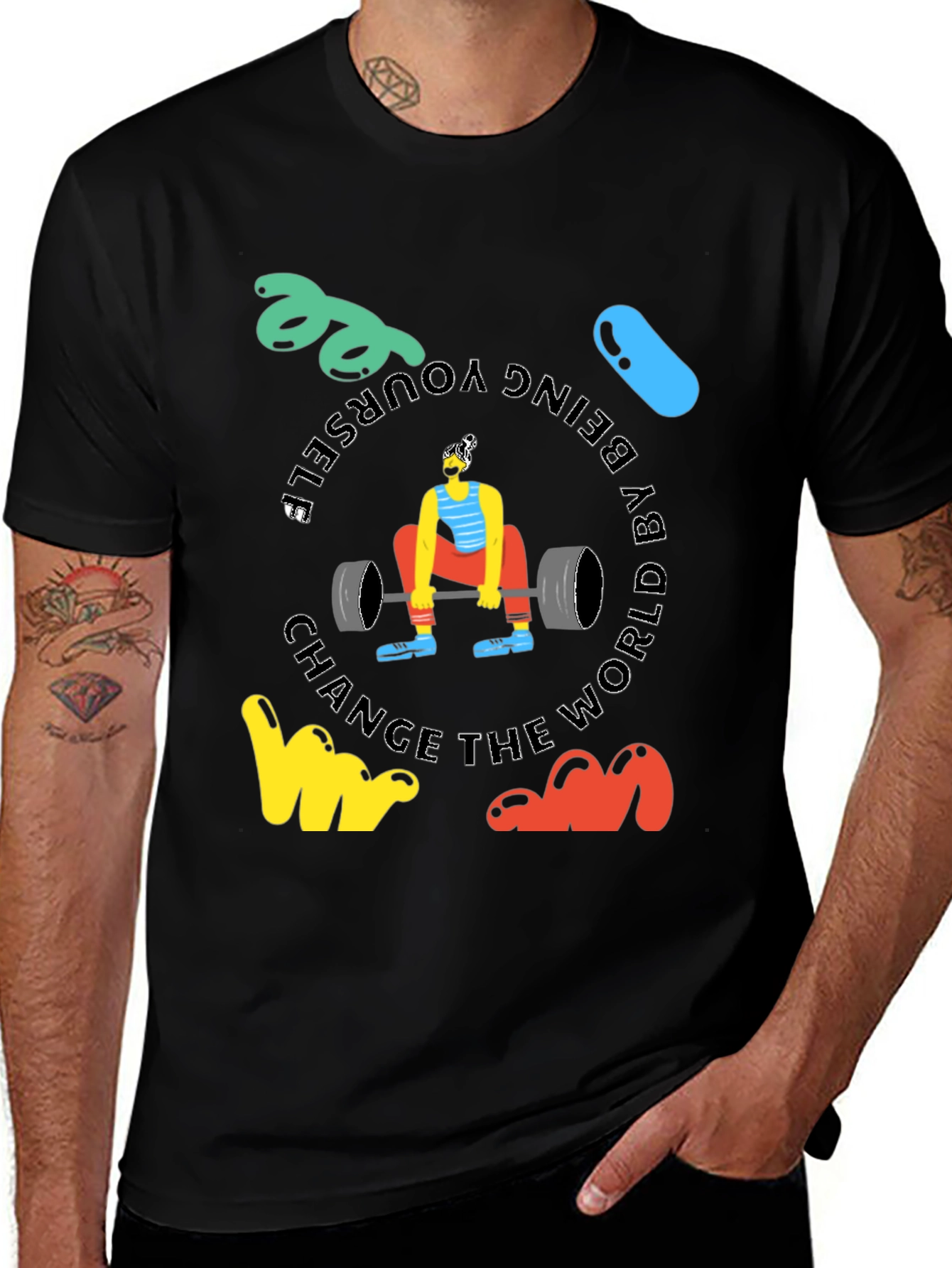 Motivational Black T-Shirt: Deadlift & Be Yourself