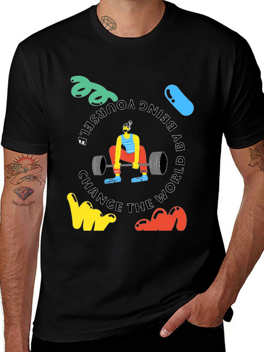 Motivational Black T-Shirt: Deadlift & Be Yourself