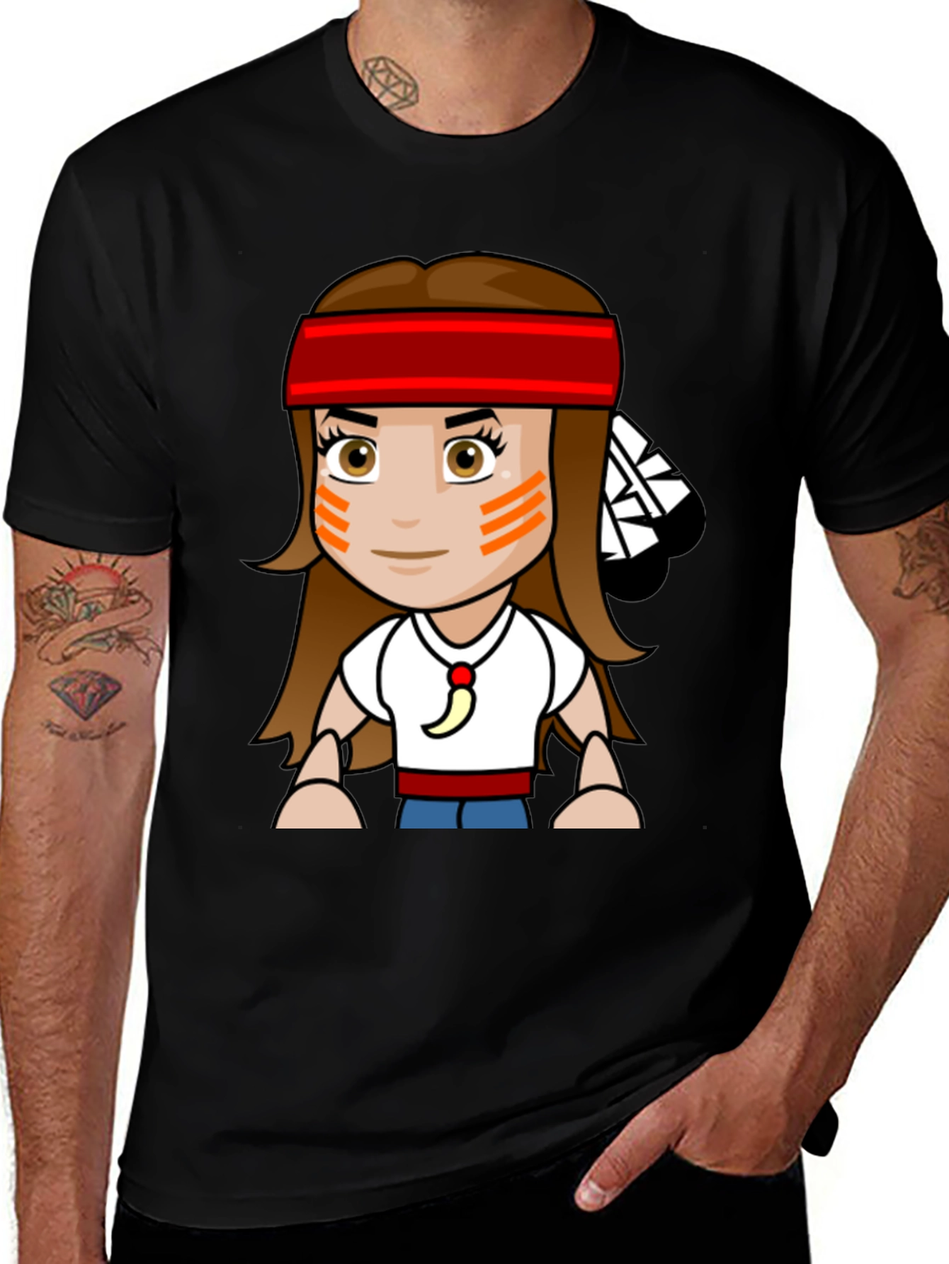 Cartoon Native American Girl T-Shirt