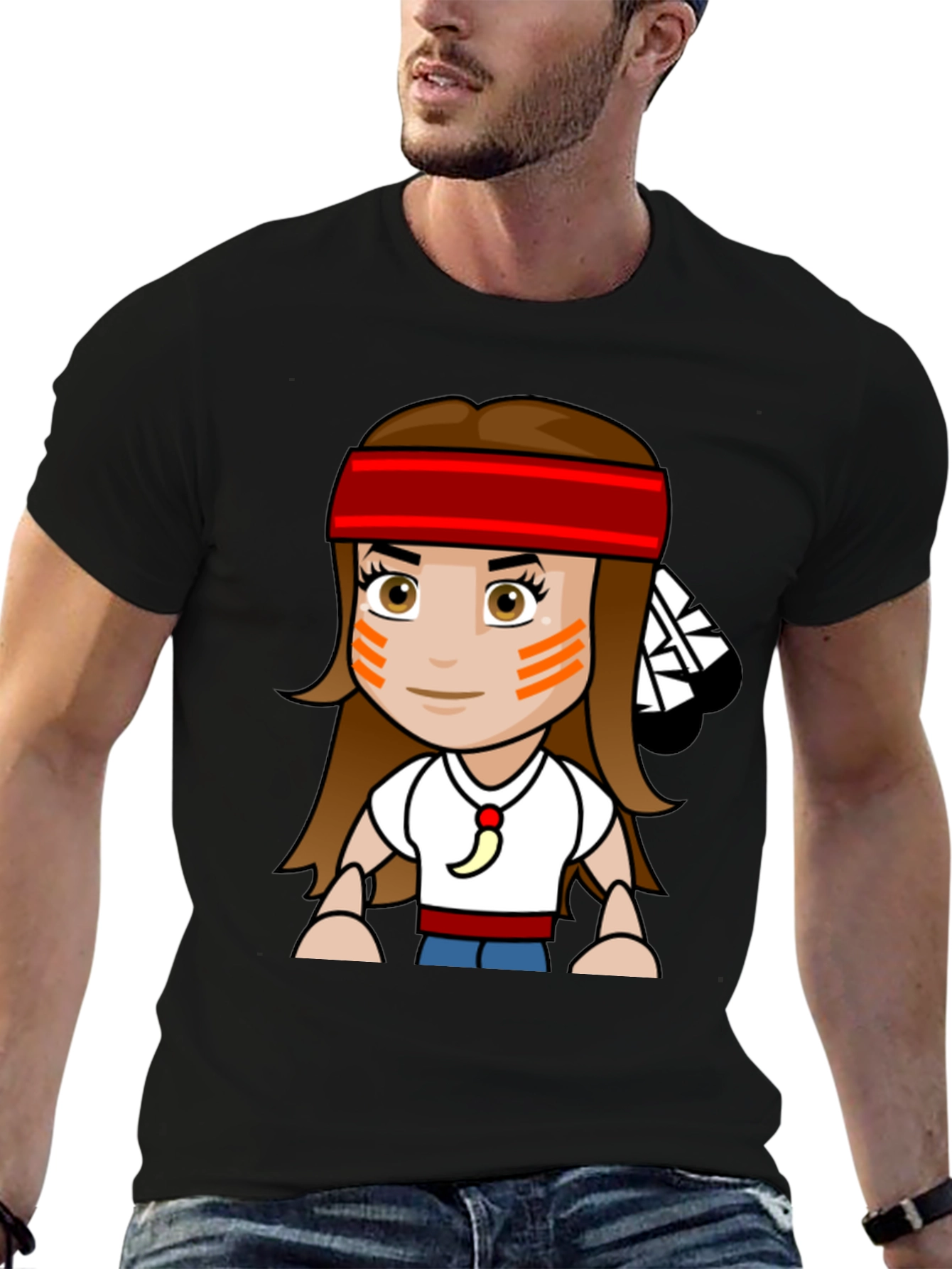 Cartoon Native American Girl T-Shirt